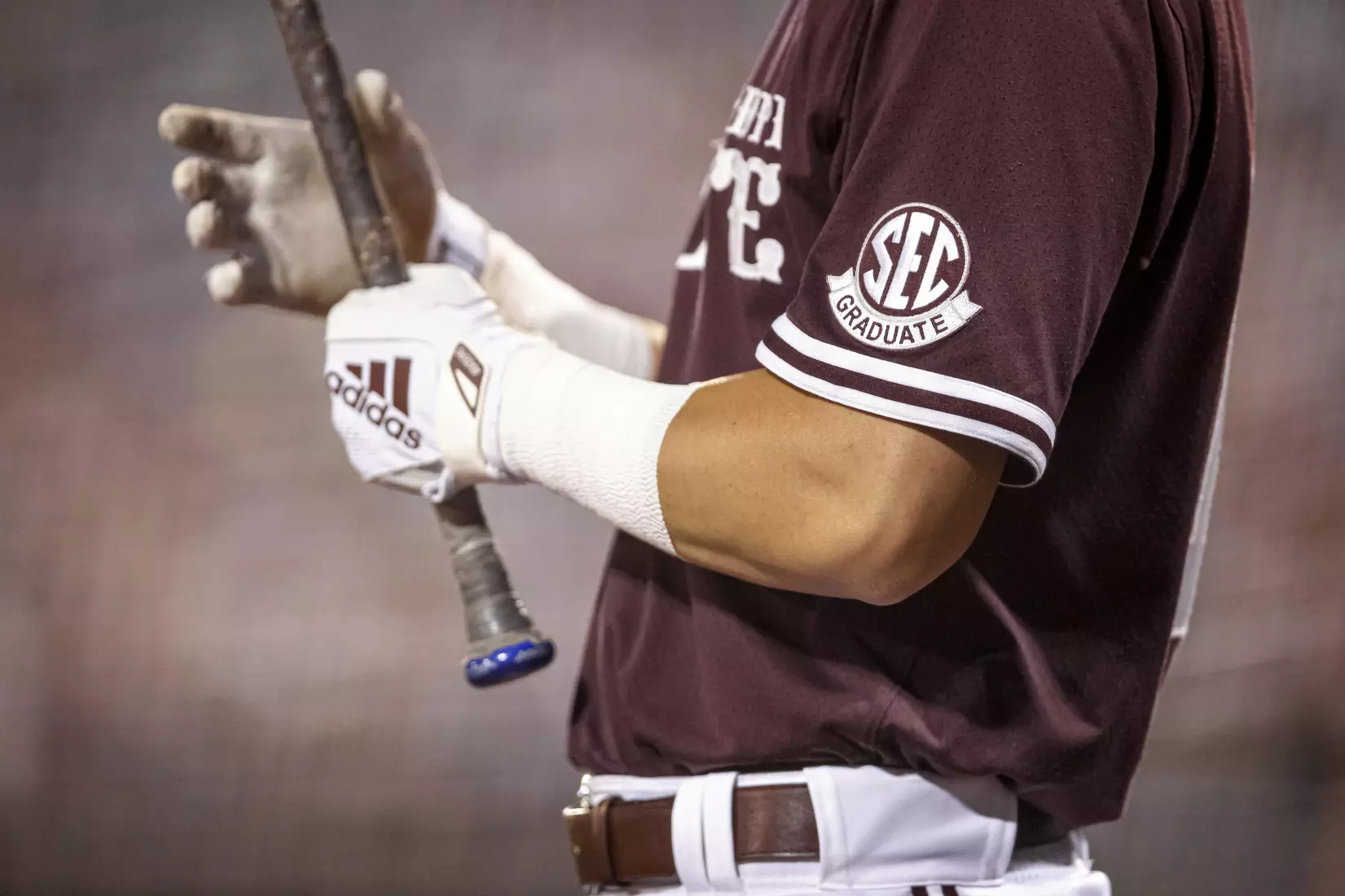 OMAHA, NE - June 22, 2021 - Mississippi State Infielder Josh Hatcher (#10) grips a bat during the 2021 Mens College World Series game between the Mississippi State Bulldogs and the Virginia Cavaliers at TD Ameritrade Park in Omaha, NE. Photo By Austin Perryman