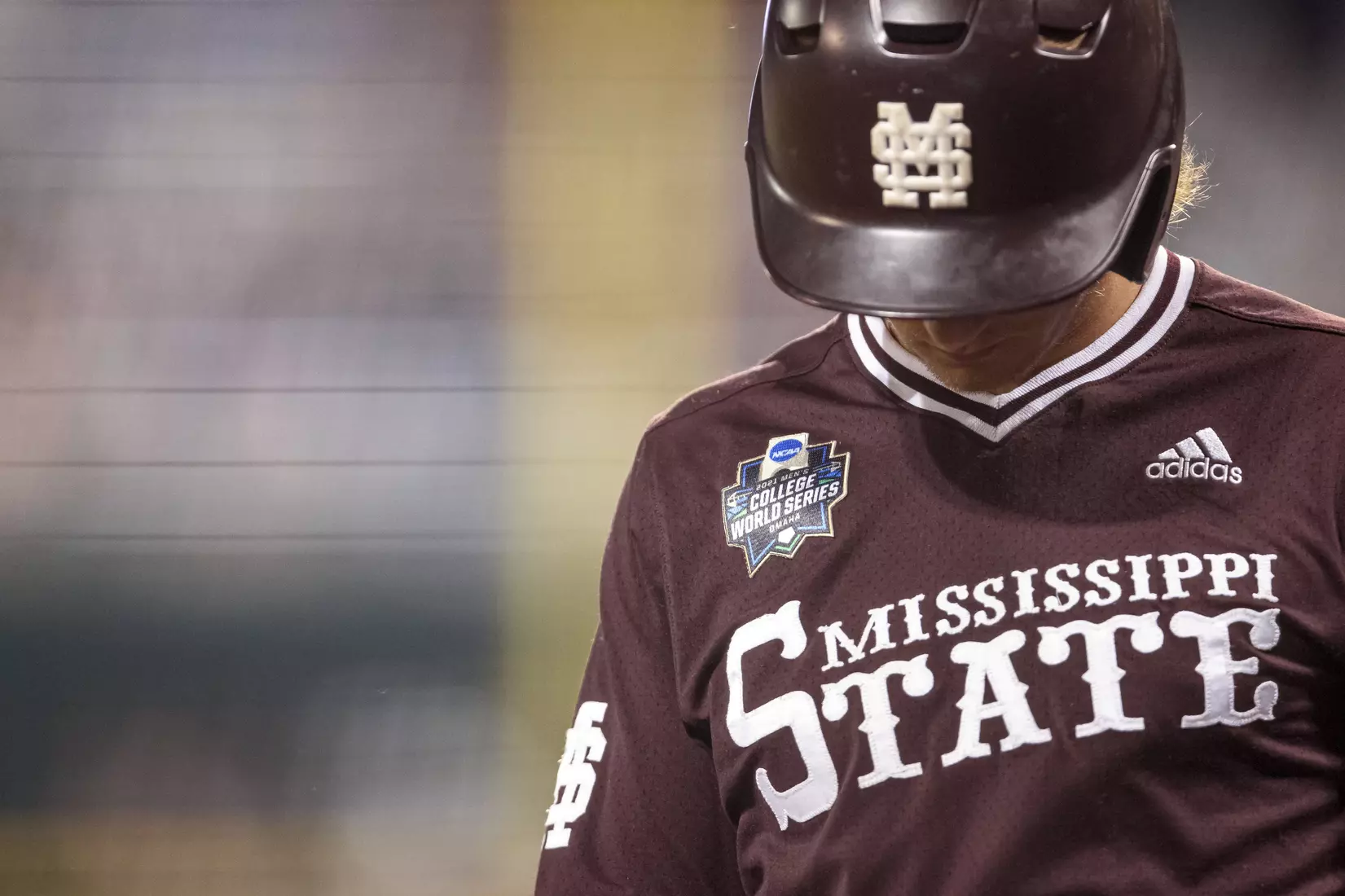 OMAHA, NE - June 22, 2021 - Mississippi State Outfielder Rowdey Jordan (#4) during the 2021 Mens College World Series game between the Mississippi State Bulldogs and the Virginia Cavaliers at TD Ameritrade Park in Omaha, NE. Photo By Austin Perryman