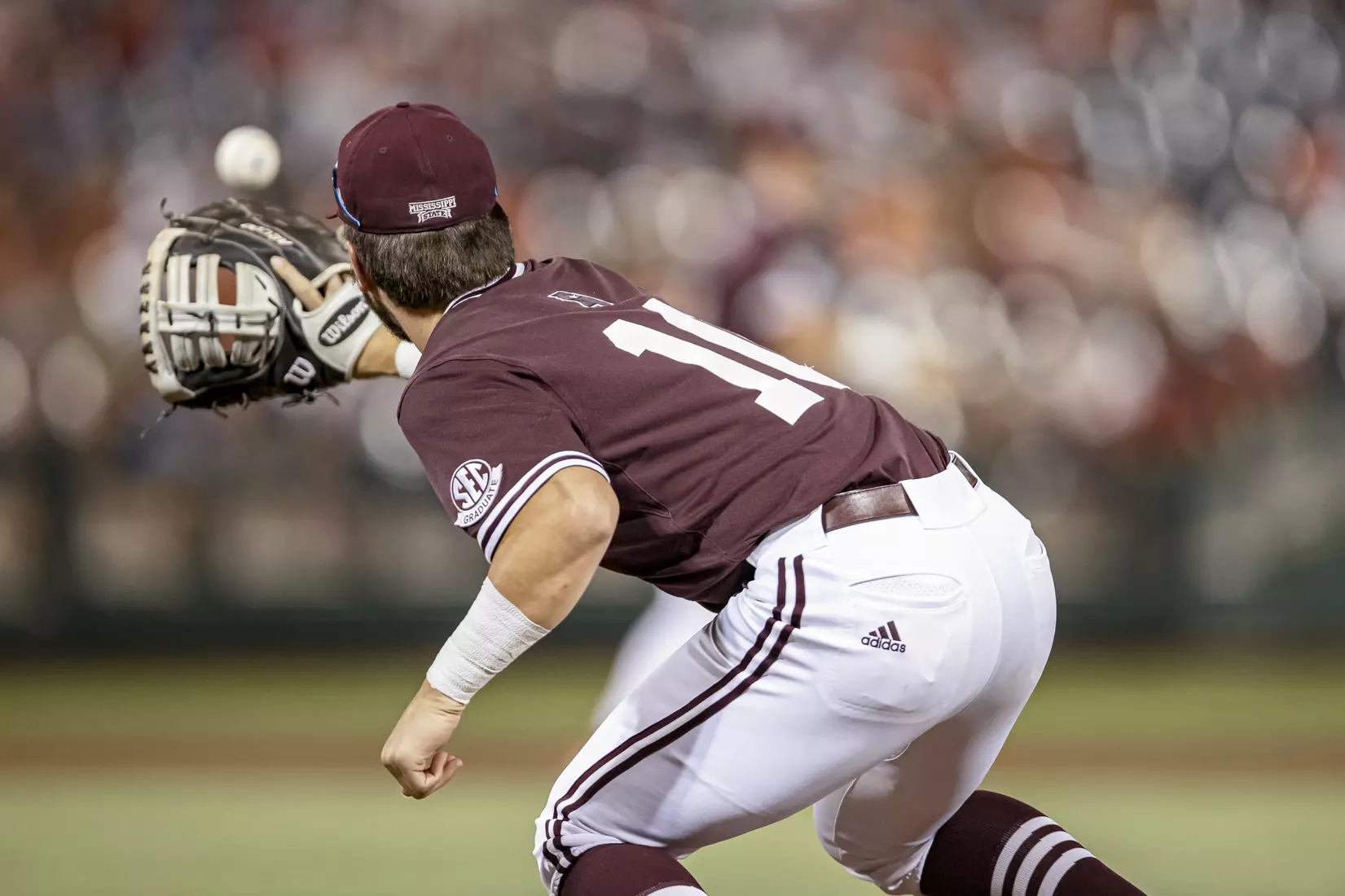 OMAHA, NE - June 22, 2021 - Mississippi State Infielder Josh Hatcher (#10) during the 2021 Mens College World Series game between the Mississippi State Bulldogs and the Virginia Cavaliers at TD Ameritrade Park in Omaha, NE. Photo By Austin Perryman