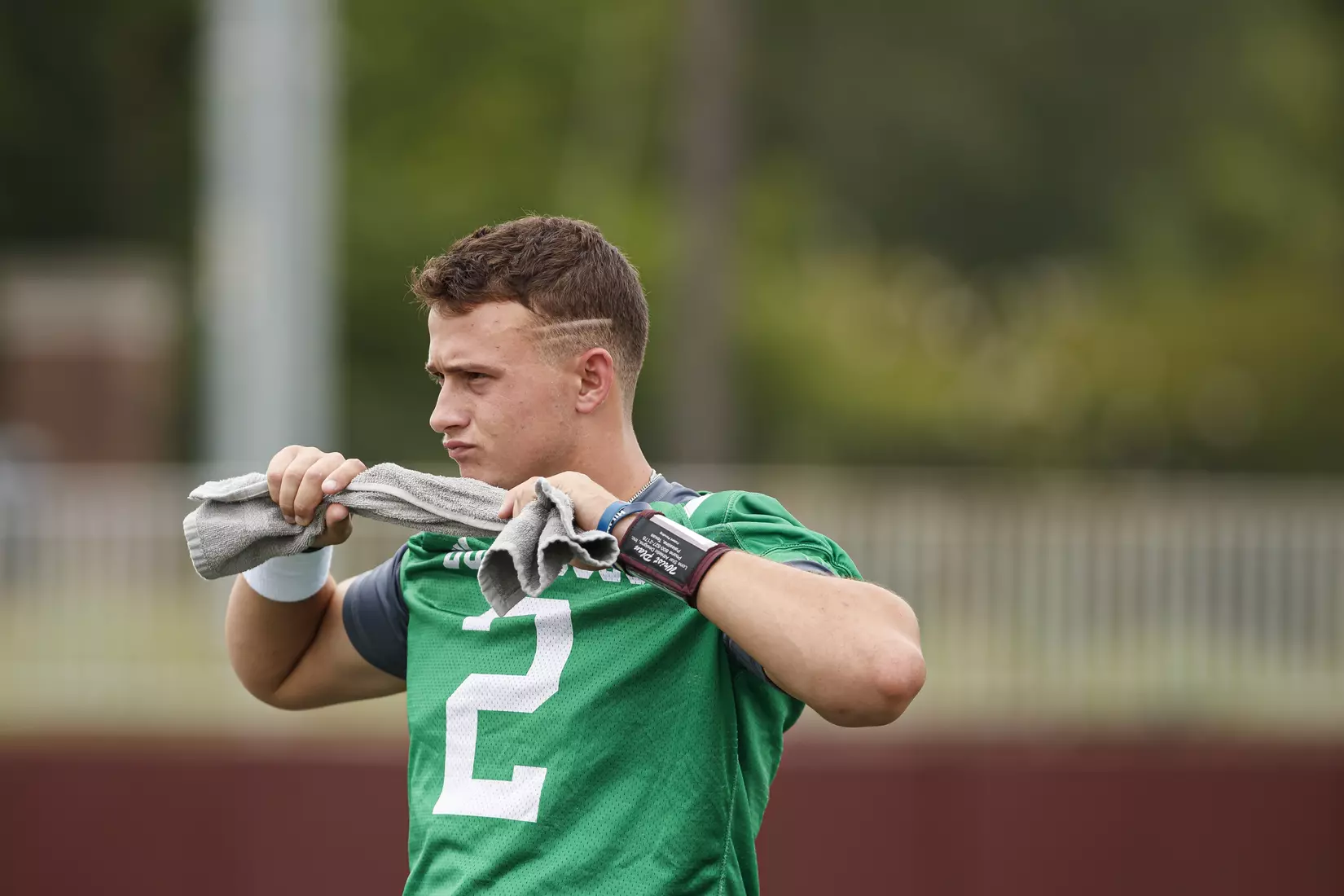 STARKVILLE, MS - August 06, 2021 - Mississippi State Quarterback Will Rogers (#2) during training camp practice at the Leo Seal Jr. Football Complex at Mississippi State University in Starkville, MS. Photo By Chamberlain Smith
