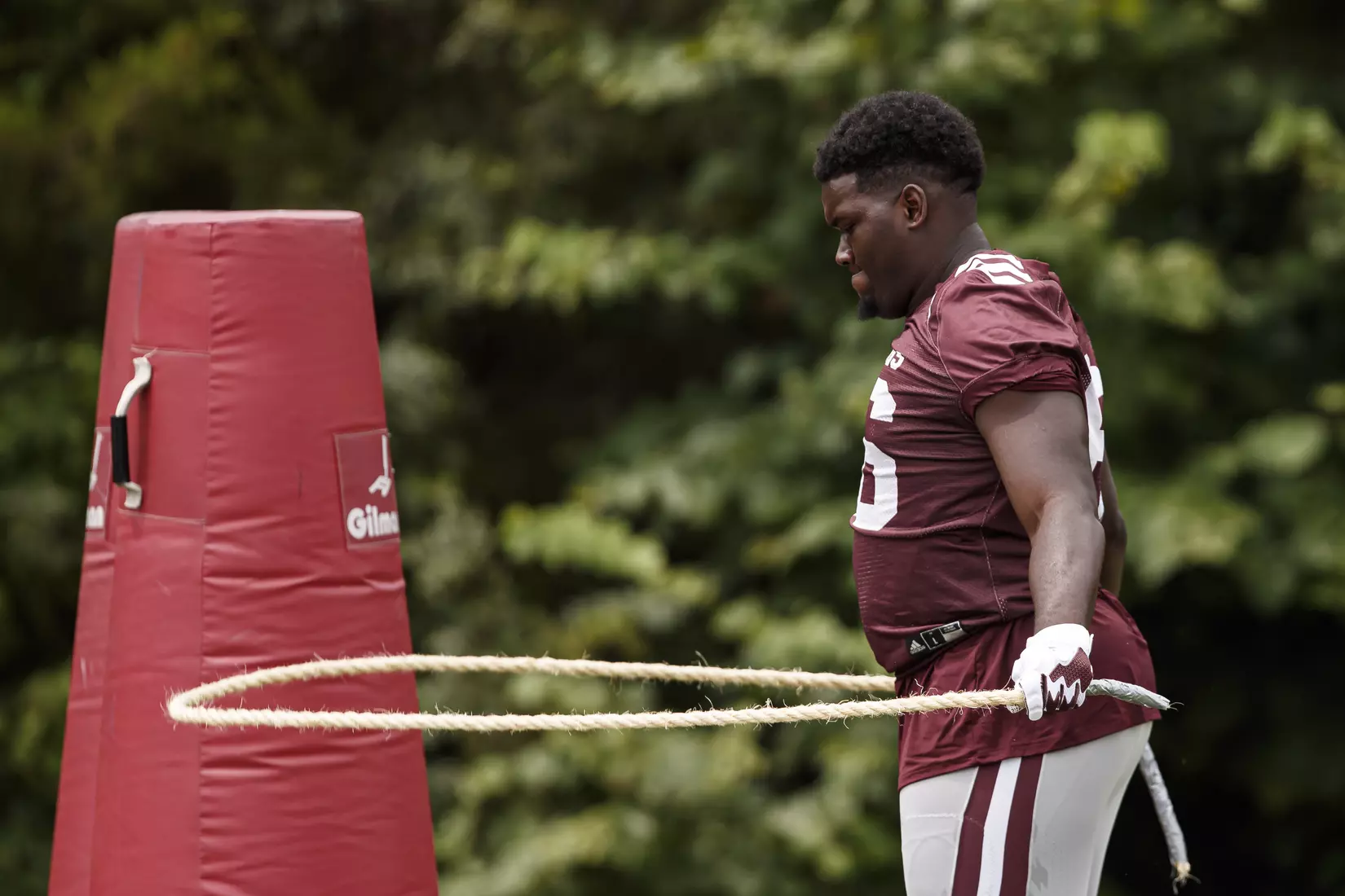 STARKVILLE, MS - August 06, 2021 - Mississippi State Offensive Lineman Nick Jones (#66) during training camp practice at the Leo Seal Jr. Football Complex at Mississippi State University in Starkville, MS. Photo By Chamberlain Smith