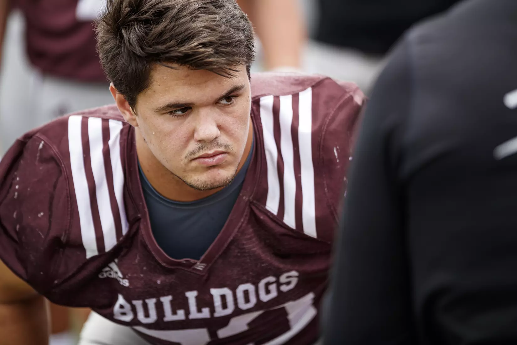 STARKVILLE, MS - August 07, 2021 - Mississippi State Offensive Lineman Max Ryan (#73) during a training camp practice at the Leo Seal Jr. Football Complex at Mississippi State University in Starkville, MS. Photo By Austin Perryman