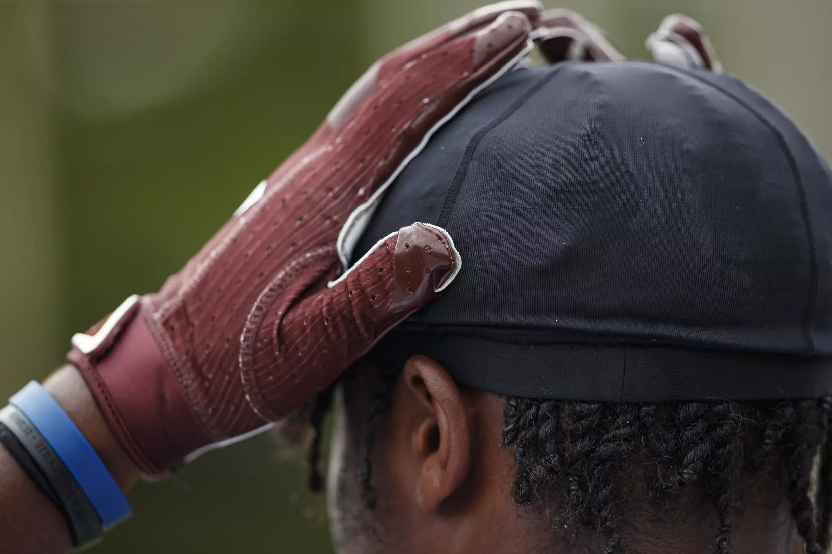STARKVILLE, MS - August 06, 2021 - Glove during training camp practice at the Leo Seal Jr. Football Complex at Mississippi State University in Starkville, MS. Photo By Chamberlain Smith