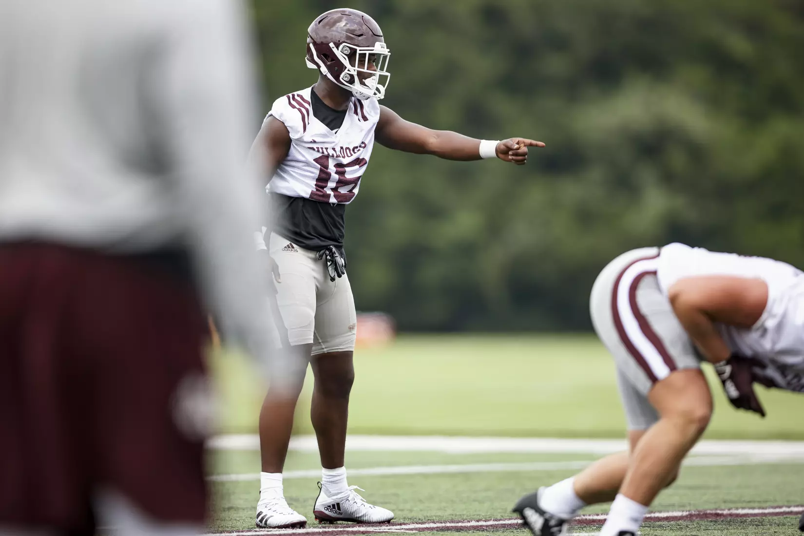 STARKVILLE, MS - August 06, 2021 - Mississippi State Linebacker DeShawn Page (#16) during a training camp practice at the Leo Seal Jr. Football Complex at Mississippi State University in Starkville, MS. Photo By Austin Perryman