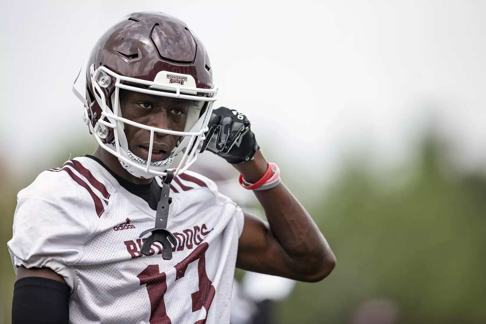 STARKVILLE, MS - August 06, 2021 - Mississippi State Cornerback Emmanuel Forbes (#13) during a training camp practice at the Leo Seal Jr. Football Complex at Mississippi State University in Starkville, MS. Photo By Austin Perryman
