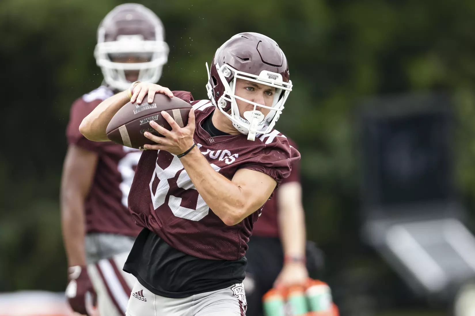 STARKVILLE, MS - August 06, 2021 - Mississippi State Wide Receiver Brodie King (#89) during a training camp practice at the Leo Seal Jr. Football Complex at Mississippi State University in Starkville, MS. Photo By Austin Perryman