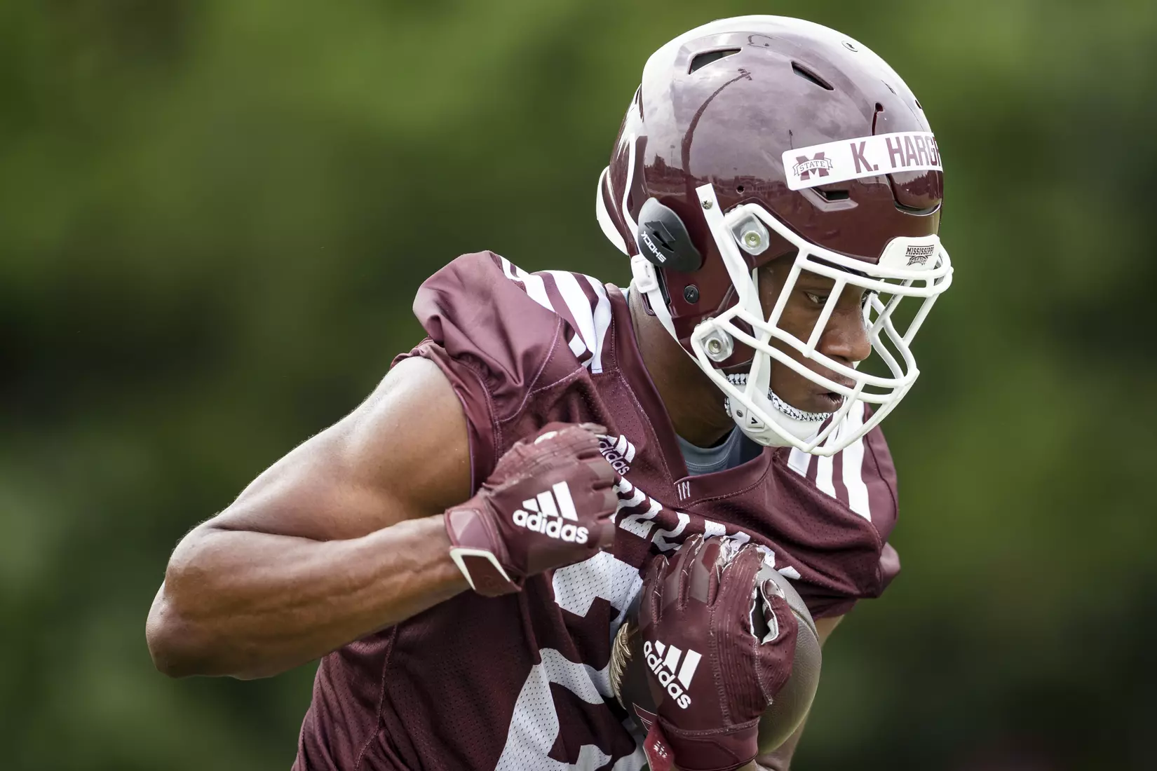 STARKVILLE, MS - August 06, 2021 - Mississippi State Running Back Ketravion Hargrove (#21) during a training camp practice at the Leo Seal Jr. Football Complex at Mississippi State University in Starkville, MS. Photo By Austin Perryman