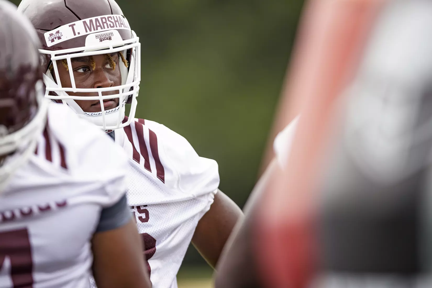 STARKVILLE, MS - August 06, 2021 - Mississippi State Defensive Lineman Trevon Marshall (#99) during a training camp practice at the Leo Seal Jr. Football Complex at Mississippi State University in Starkville, MS. Photo By Austin Perryman