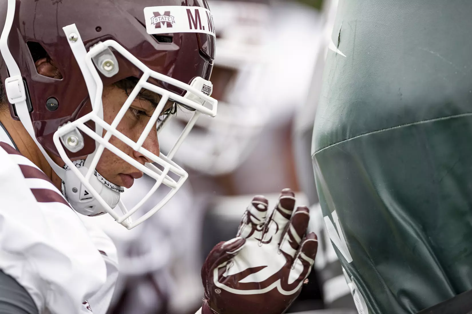 STARKVILLE, MS - August 06, 2021 - Mississippi State Defensive Lineman Matai Mataafa (#95) during a training camp practice at the Leo Seal Jr. Football Complex at Mississippi State University in Starkville, MS. Photo By Austin Perryman
