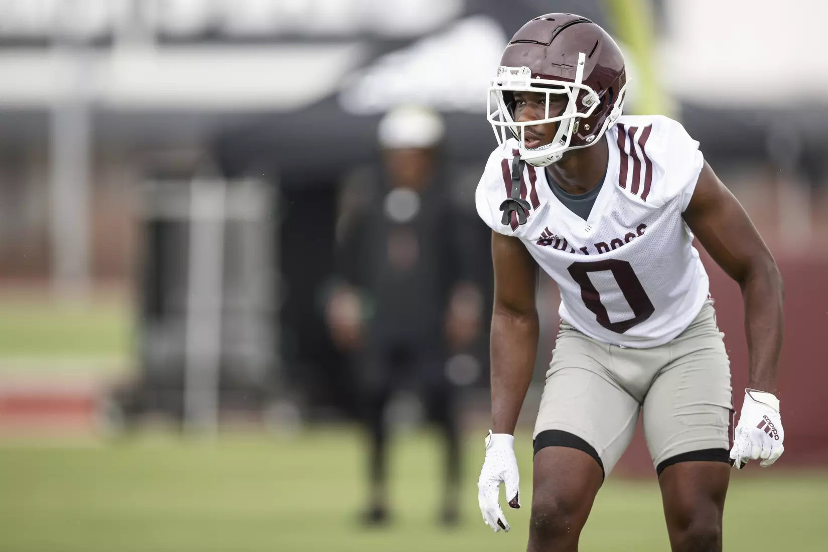 STARKVILLE, MS - August 06, 2021 - Mississippi State Defensive Back Jalen Green (#0) during a training camp practice at the Leo Seal Jr. Football Complex at Mississippi State University in Starkville, MS. Photo By Austin Perryman