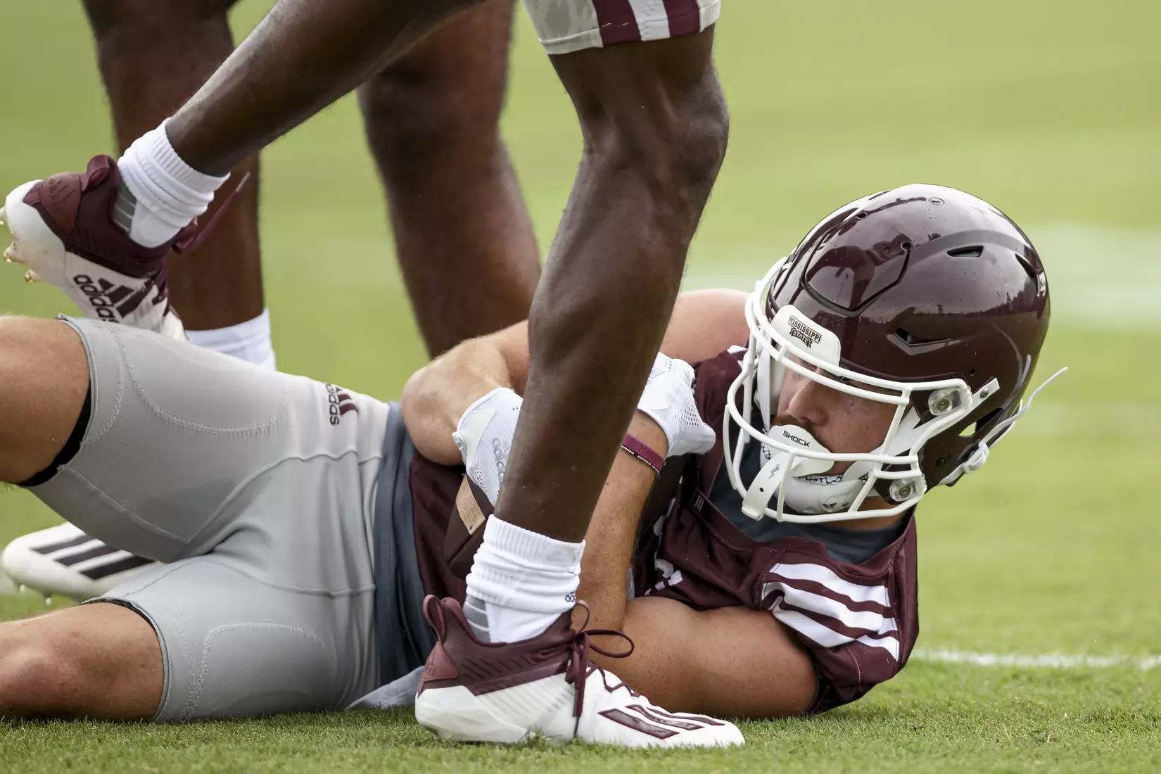 STARKVILLE, MS - August 06, 2021 - Mississippi State Wide Receiver Carson Banks (#88) during a training camp practice at the Leo Seal Jr. Football Complex at Mississippi State University in Starkville, MS. Photo By Austin Perryman