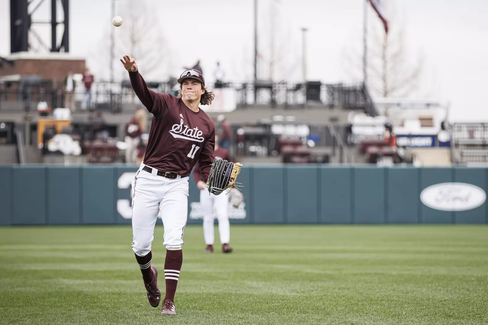 STARKVILLE, MS - February 18, 2022 - Mississippi State Outfielder Kellum Clark (#11) before the game between the Long Beach State Dirtbags and the Mississippi State Bulldogs at Dudy Noble Field at Polk-Dement Stadium in Starkville, MS. Photo By Austin Perryman