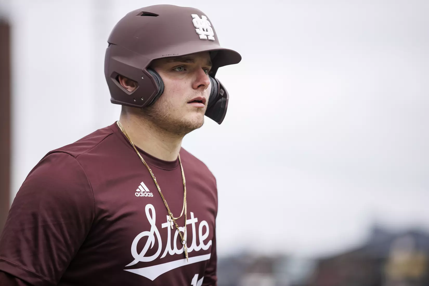 STARKVILLE, MS - February 18, 2022 - Mississippi State Catcher Logan Tanner (#19) before the game between the Long Beach State Dirtbags and the Mississippi State Bulldogs at Dudy Noble Field at Polk-Dement Stadium in Starkville, MS. Photo By Austin Perryman