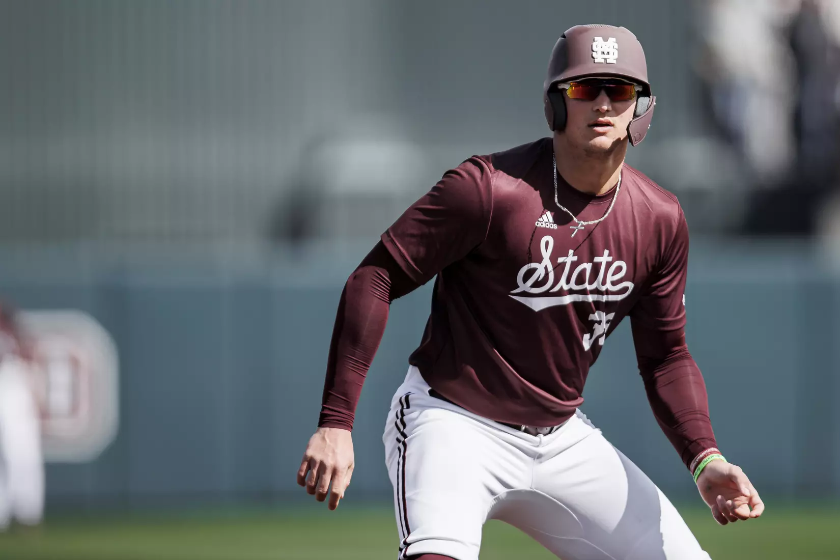 STARKVILLE, MS - February 18, 2022 - Mississippi State Outfielder Brad Cumbest (#33) before the game between the Long Beach State Dirtbags and the Mississippi State Bulldogs at Dudy Noble Field at Polk-Dement Stadium in Starkville, MS. Photo By Austin Perryman