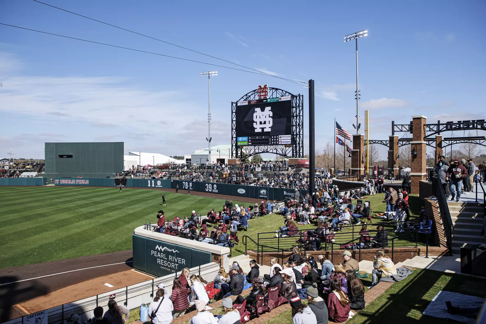 STARKVILLE, MS - February 18, 2022 - Wide shot of fans before the game between the Long Beach State Dirtbags and the Mississippi State Bulldogs at Dudy Noble Field at Polk-Dement Stadium in Starkville, MS. Photo By Austin Perryman