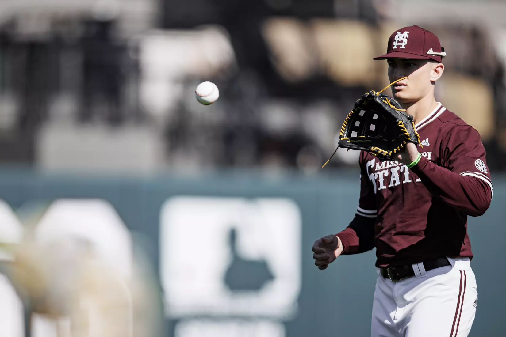 STARKVILLE, MS - February 18, 2022 - Mississippi State Infielder Kamren James (#6) before the game between the Long Beach State Dirtbags and the Mississippi State Bulldogs at Dudy Noble Field at Polk-Dement Stadium in Starkville, MS. Photo By Austin Perryman