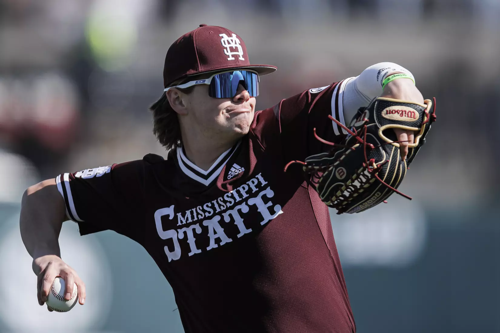 STARKVILLE, MS - February 18, 2022 - Mississippi State Outfielder Bryce Chance (#38) before the game between the Long Beach State Dirtbags and the Mississippi State Bulldogs at Dudy Noble Field at Polk-Dement Stadium in Starkville, MS. Photo By Austin Perryman