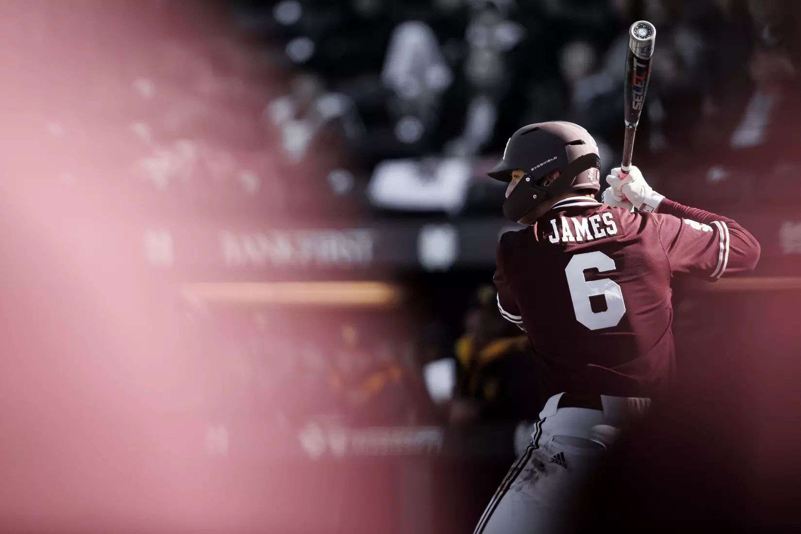 STARKVILLE, MS - February 18, 2022 - Mississippi State Infielder Kamren James (#6) during the game between the Long Beach State Dirtbags and the Mississippi State Bulldogs at Dudy Noble Field at Polk-Dement Stadium in Starkville, MS. Photo By Austin Perryman