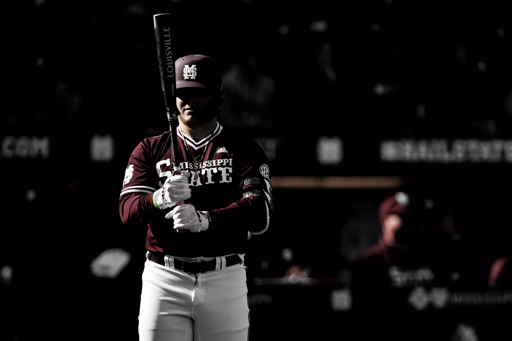 STARKVILLE, MS - February 18, 2022 - Mississippi State Catcher Logan Tanner (#19) during the game between the Long Beach State Dirtbags and the Mississippi State Bulldogs at Dudy Noble Field at Polk-Dement Stadium in Starkville, MS. Photo By Austin Perryman