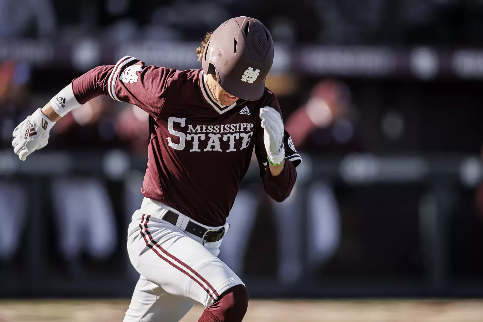 STARKVILLE, MS - February 18, 2022 - Mississippi State Infielder Lane Forsythe (#43) during the game between the Long Beach State Dirtbags and the Mississippi State Bulldogs at Dudy Noble Field at Polk-Dement Stadium in Starkville, MS. Photo By Austin Perryman