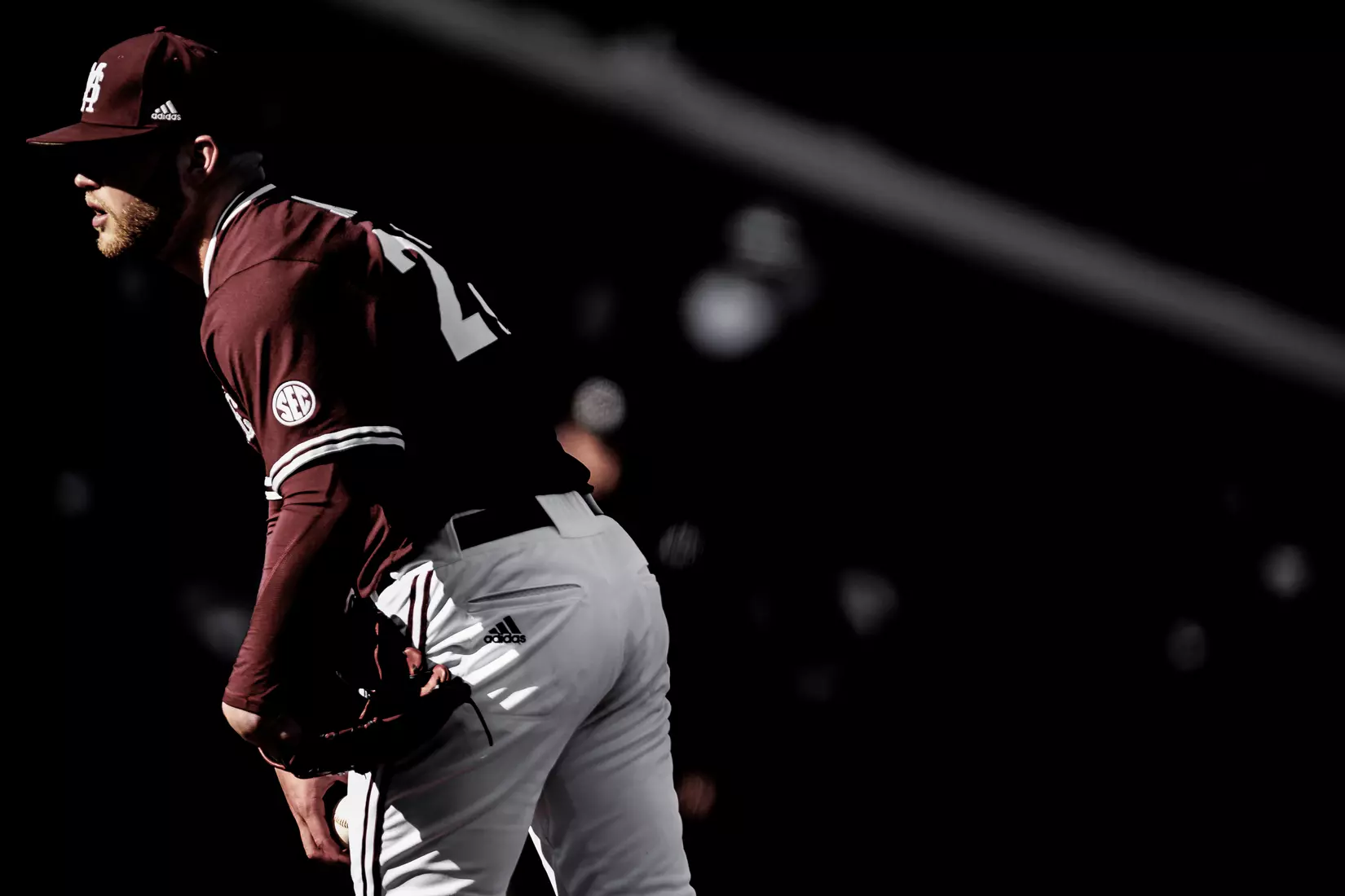 STARKVILLE, MS - February 18, 2022 - Mississippi State Pitcher Landon Sims (#23) during the game between the Long Beach State Dirtbags and the Mississippi State Bulldogs at Dudy Noble Field at Polk-Dement Stadium in Starkville, MS. Photo By Austin Perryman
