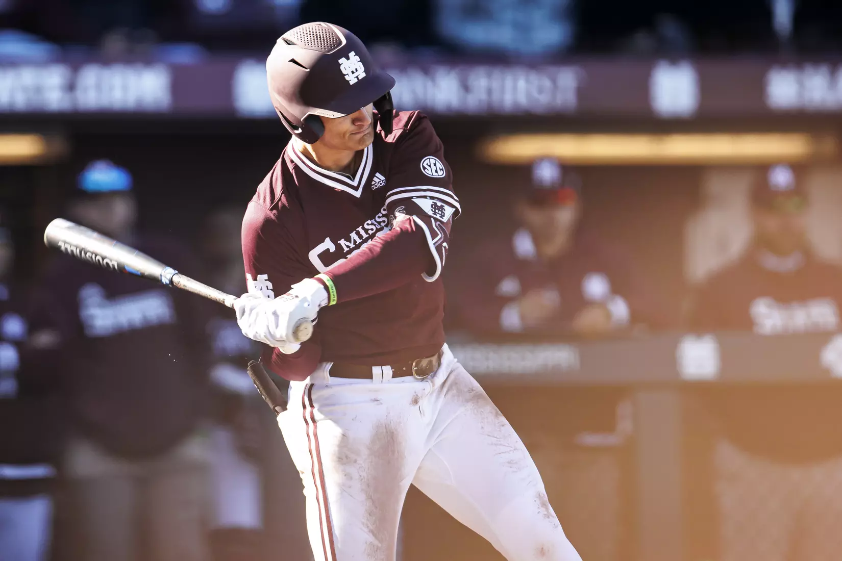 STARKVILLE, MS - February 18, 2022 - Mississippi State Infielder Kamren James (#6) during the game between the Long Beach State Dirtbags and the Mississippi State Bulldogs at Dudy Noble Field at Polk-Dement Stadium in Starkville, MS. Photo By Austin Perryman