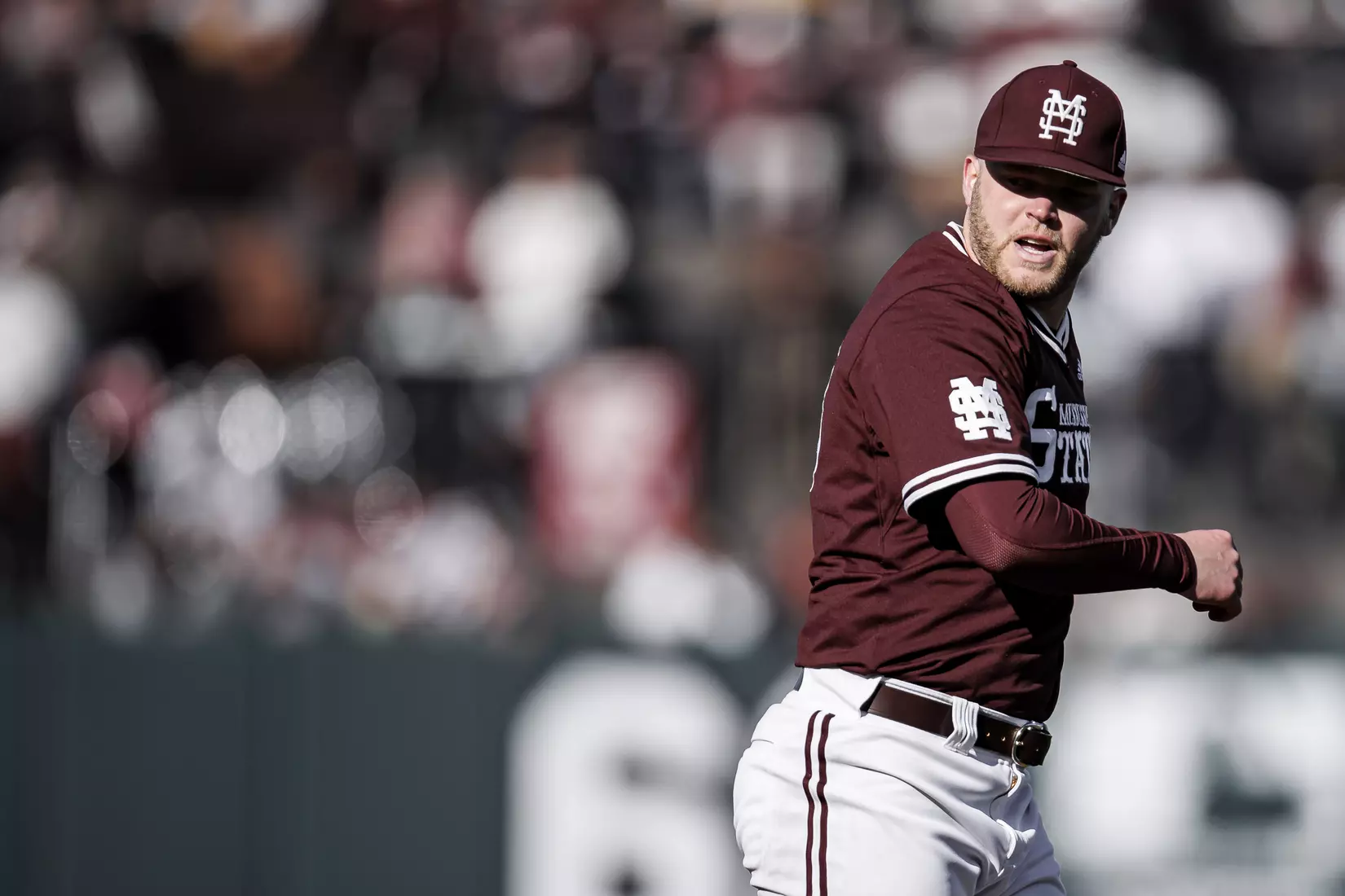 STARKVILLE, MS - February 18, 2022 - Mississippi State Pitcher Landon Sims (#23) during the game between the Long Beach State Dirtbags and the Mississippi State Bulldogs at Dudy Noble Field at Polk-Dement Stadium in Starkville, MS. Photo By Austin Perryman