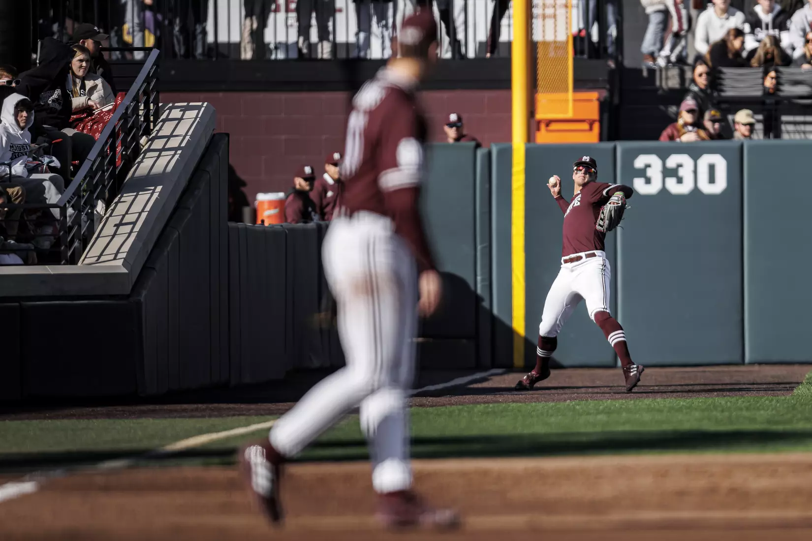 STARKVILLE, MS - February 18, 2022 - Mississippi State Outfielder Brad Cumbest (#33) during the game between the Long Beach State Dirtbags and the Mississippi State Bulldogs at Dudy Noble Field at Polk-Dement Stadium in Starkville, MS. Photo By Austin Perryman