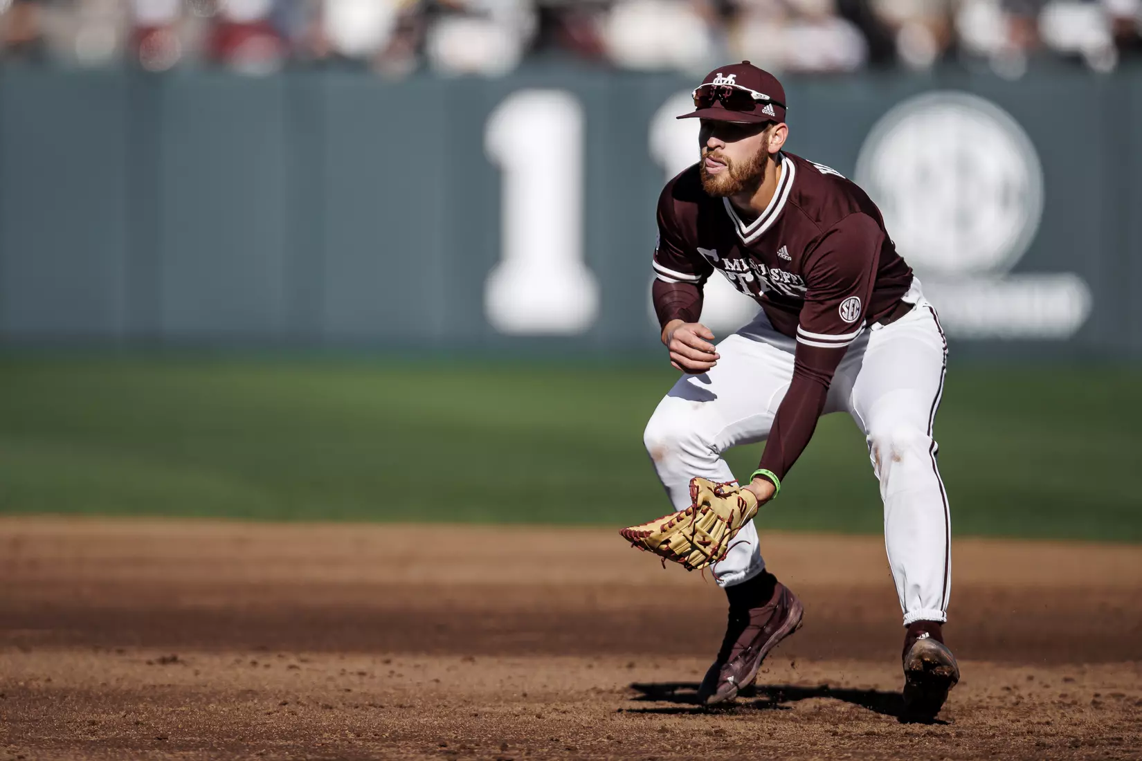 STARKVILLE, MS - February 18, 2022 - Mississippi State Infielder Luke Hancock (#20) during the game between the Long Beach State Dirtbags and the Mississippi State Bulldogs at Dudy Noble Field at Polk-Dement Stadium in Starkville, MS. Photo By Austin Perryman