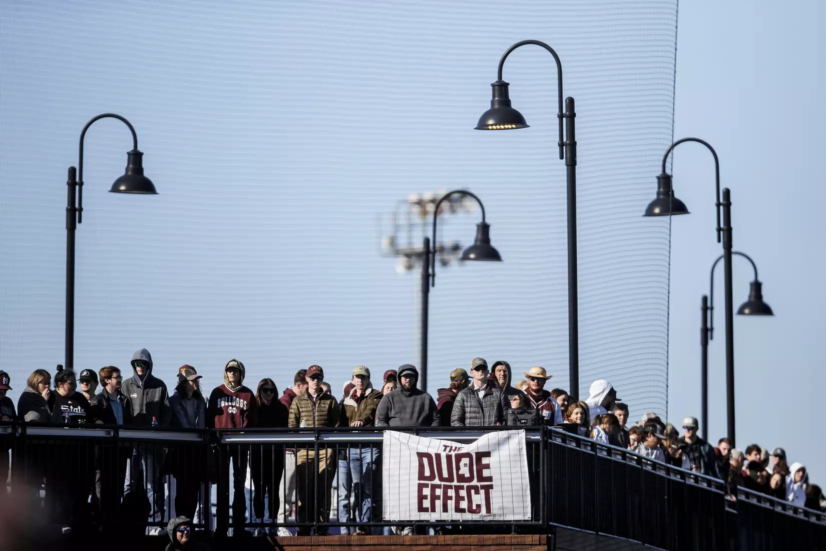 STARKVILLE, MS - February 18, 2022 - Fans watch from the stands during the game between the Long Beach State Dirtbags and the Mississippi State Bulldogs at Dudy Noble Field at Polk-Dement Stadium in Starkville, MS. Photo By Austin Perryman