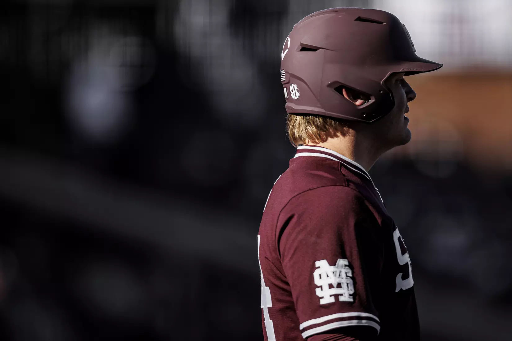 STARKVILLE, MS - February 18, 2022 - Mississippi State Infielder/Outfielder Hunter Hines (#44) during the game between the Long Beach State Dirtbags and the Mississippi State Bulldogs at Dudy Noble Field at Polk-Dement Stadium in Starkville, MS. Photo By Austin Perryman