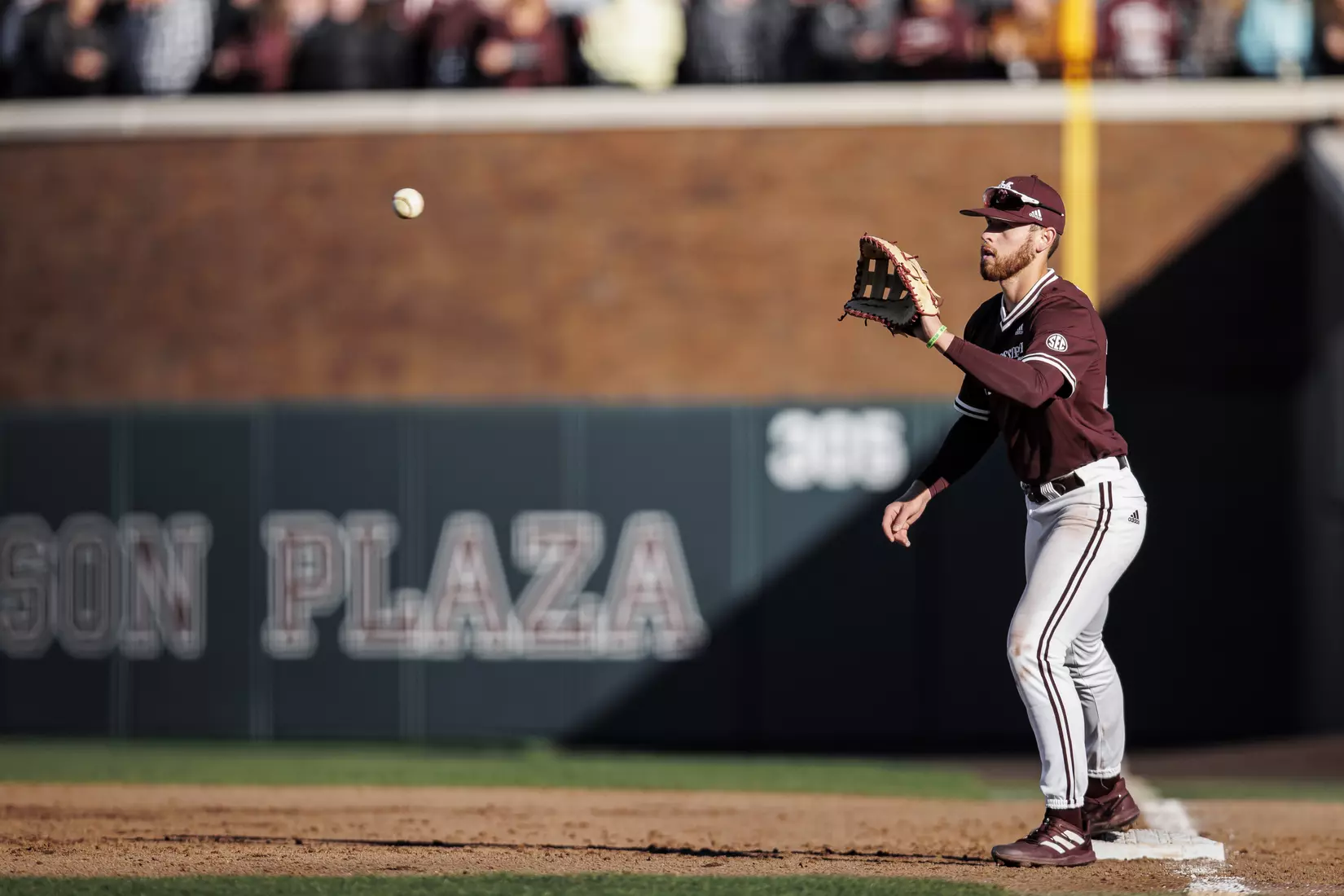 STARKVILLE, MS - February 18, 2022 - Mississippi State Infielder Luke Hancock (#20) during the game between the Long Beach State Dirtbags and the Mississippi State Bulldogs at Dudy Noble Field at Polk-Dement Stadium in Starkville, MS. Photo By Austin Perryman