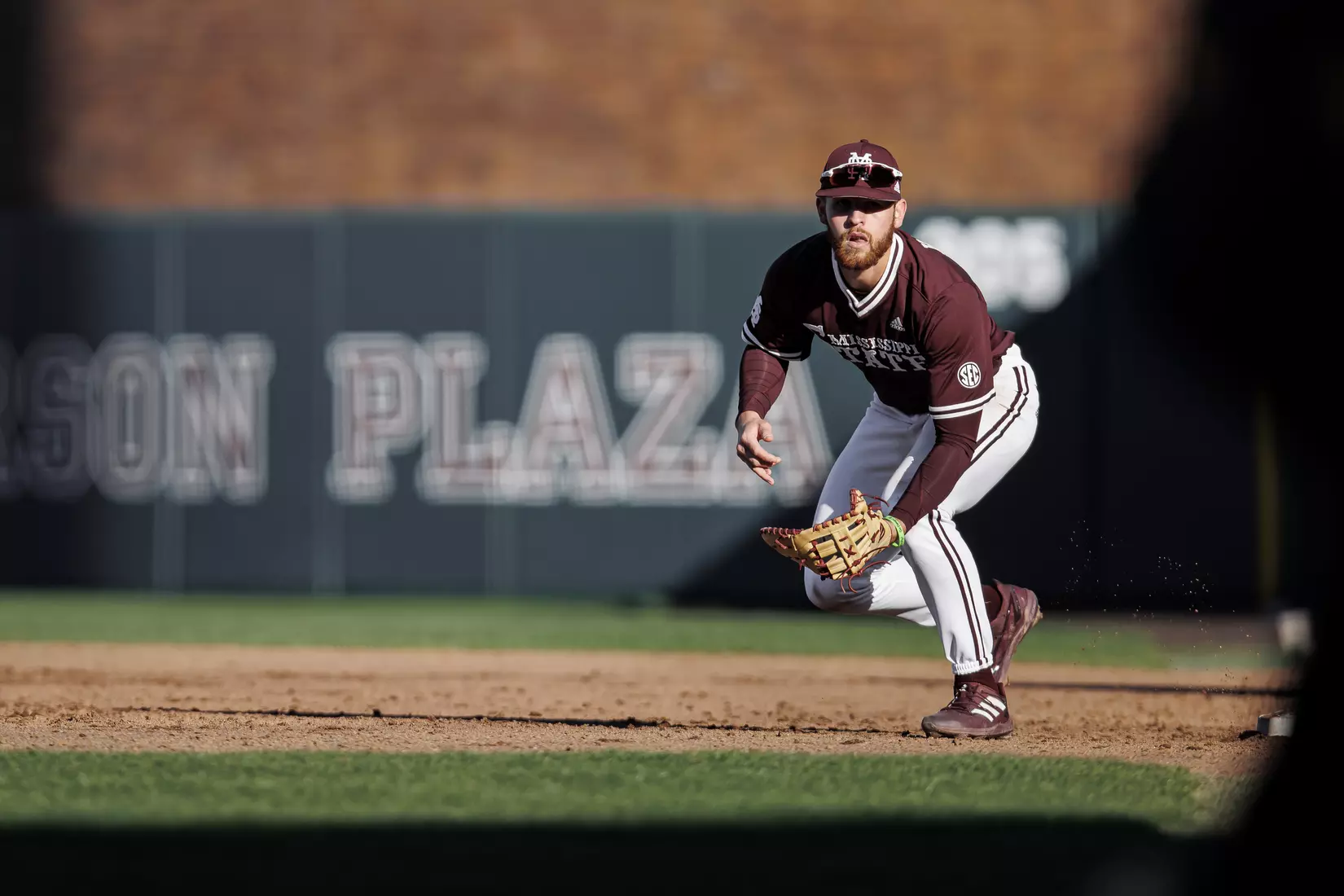 STARKVILLE, MS - February 18, 2022 - Mississippi State Infielder Luke Hancock (#20) during the game between the Long Beach State Dirtbags and the Mississippi State Bulldogs at Dudy Noble Field at Polk-Dement Stadium in Starkville, MS. Photo By Austin Perryman