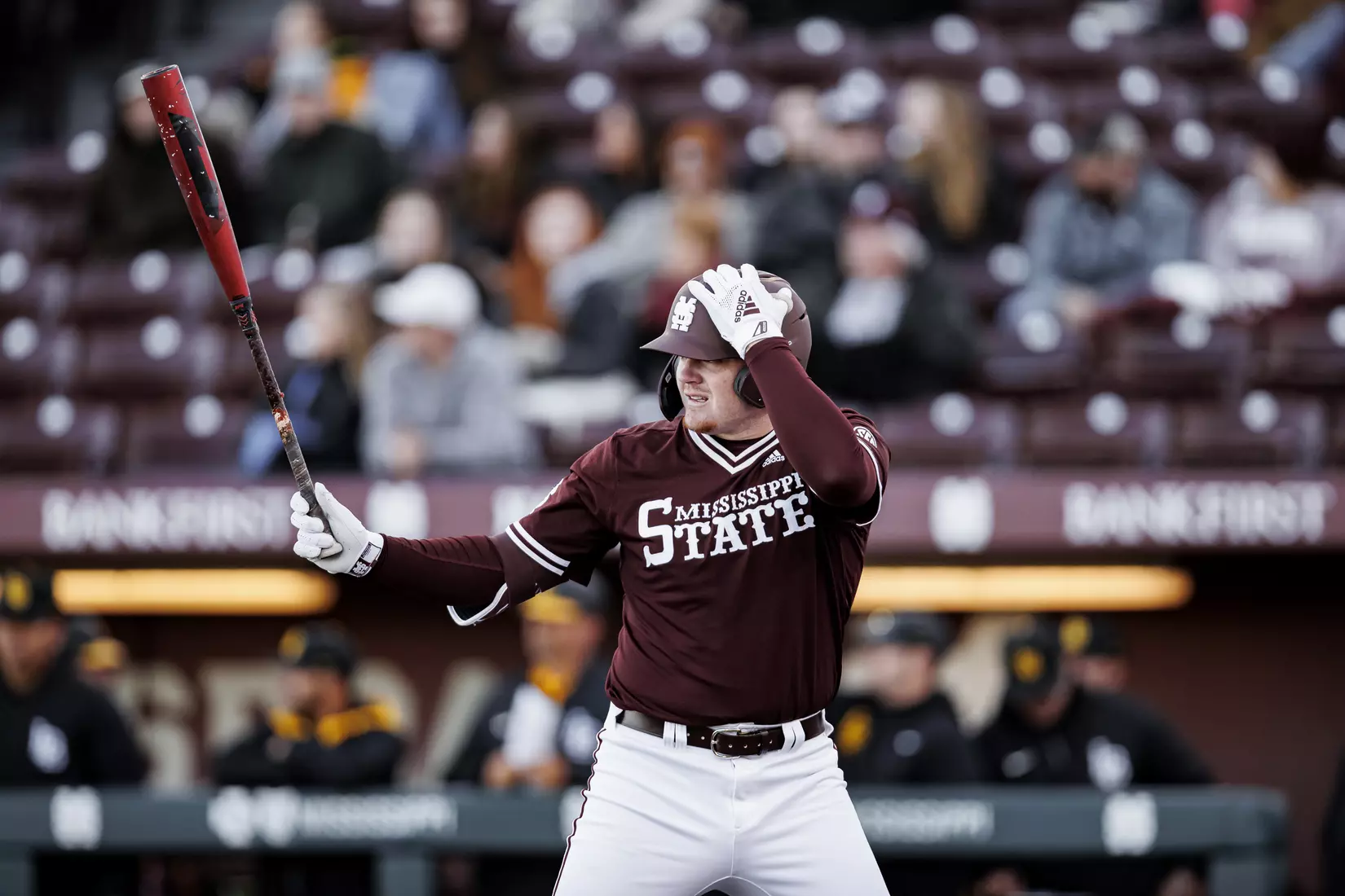 STARKVILLE, MS - February 18, 2022 - Mississippi State Infielder/Outfielder Von Seibert (#30) during the game between the Long Beach State Dirtbags and the Mississippi State Bulldogs at Dudy Noble Field at Polk-Dement Stadium in Starkville, MS. Photo By Austin Perryman