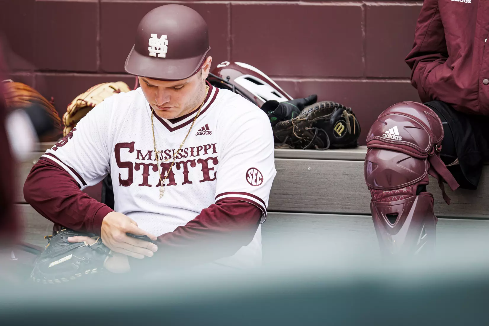 STARKVILLE, MS - February 26, 2022 - Mississippi State Catcher Logan Tanner (#19) before the game between the Northern Kentucky Norse and the Mississippi State Bulldogs at Dudy Noble Field at Polk-Dement Stadium in Starkville, MS. Photo By Kevin Snyder