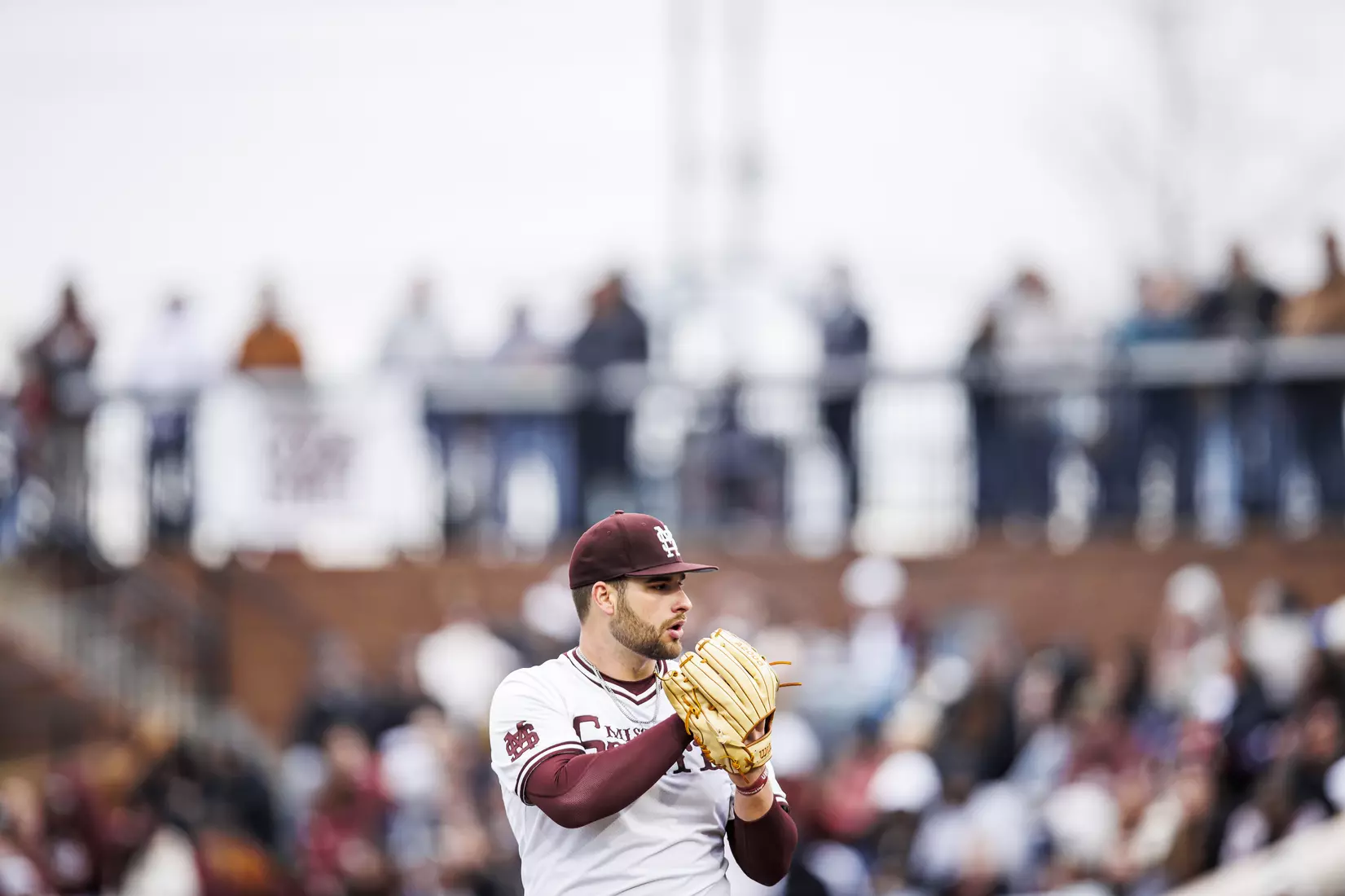 STARKVILLE, MS - February 26, 2022 - Mississippi State Pitcher Preston Johnson (#35) during the game between the Northern Kentucky Norse and the Mississippi State Bulldogs at Dudy Noble Field at Polk-Dement Stadium in Starkville, MS. Photo By Kevin Snyder