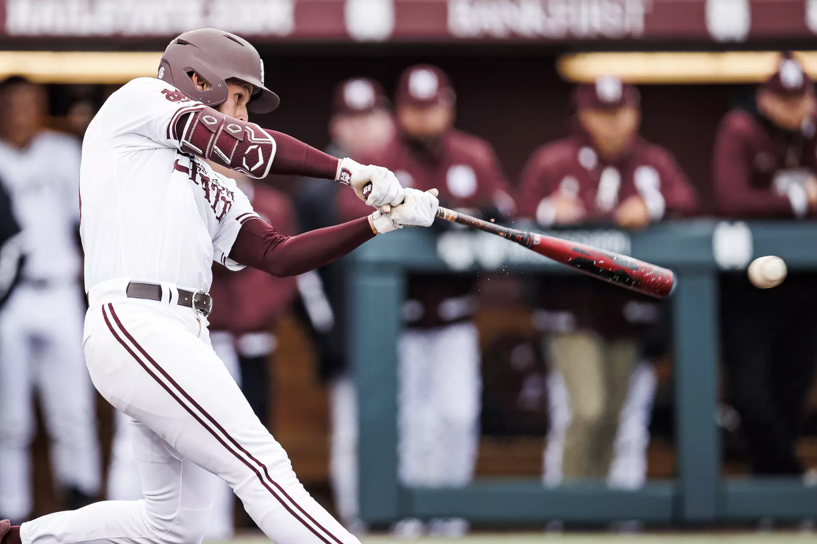 STARKVILLE, MS - February 26, 2022 - Mississippi State Infielder Luke Hancock (#20) during the game between the Northern Kentucky Norse and the Mississippi State Bulldogs at Dudy Noble Field at Polk-Dement Stadium in Starkville, MS. Photo By Kevin Snyder