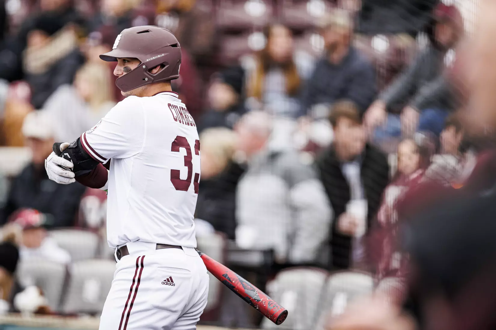 STARKVILLE, MS - February 26, 2022 - Mississippi State Outfielder Brad Cumbest (#33) during the game between the Northern Kentucky Norse and the Mississippi State Bulldogs at Dudy Noble Field at Polk-Dement Stadium in Starkville, MS. Photo By Kevin Snyder