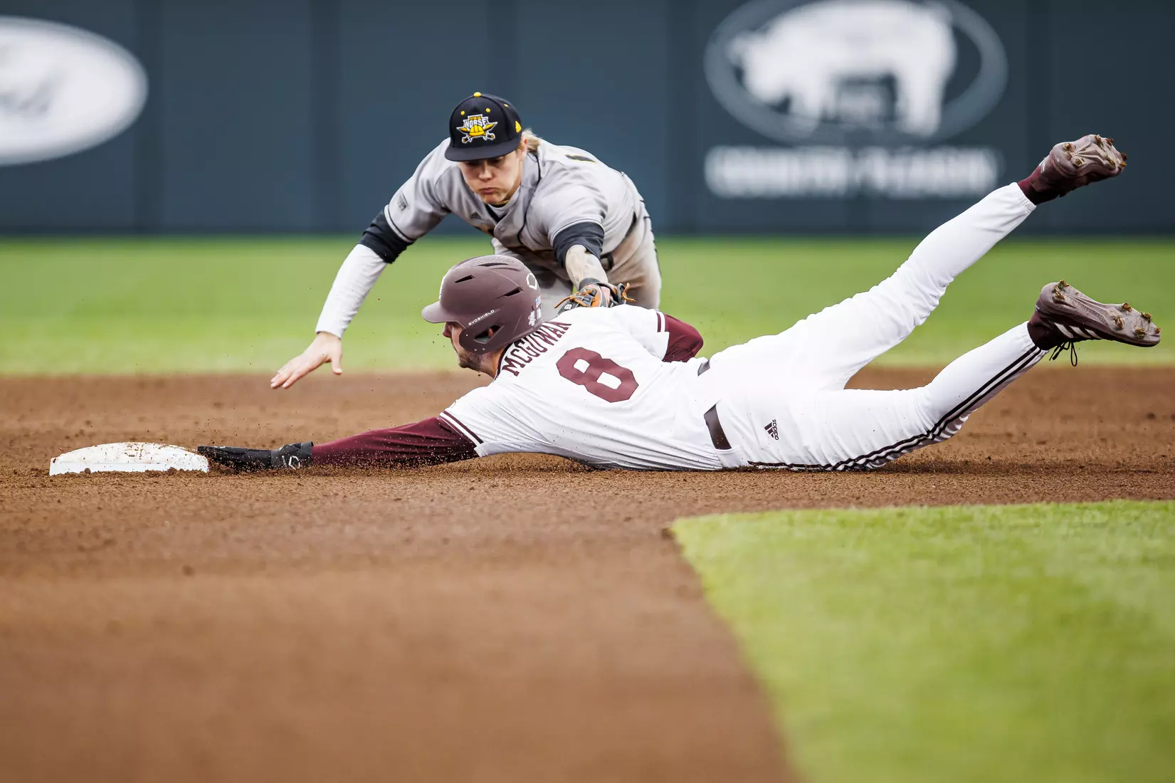 STARKVILLE, MS - February 26, 2022 - Mississippi State Outfielder Drew McGowan (#8) during the game between the Northern Kentucky Norse and the Mississippi State Bulldogs at Dudy Noble Field at Polk-Dement Stadium in Starkville, MS. Photo By Kevin Snyder
