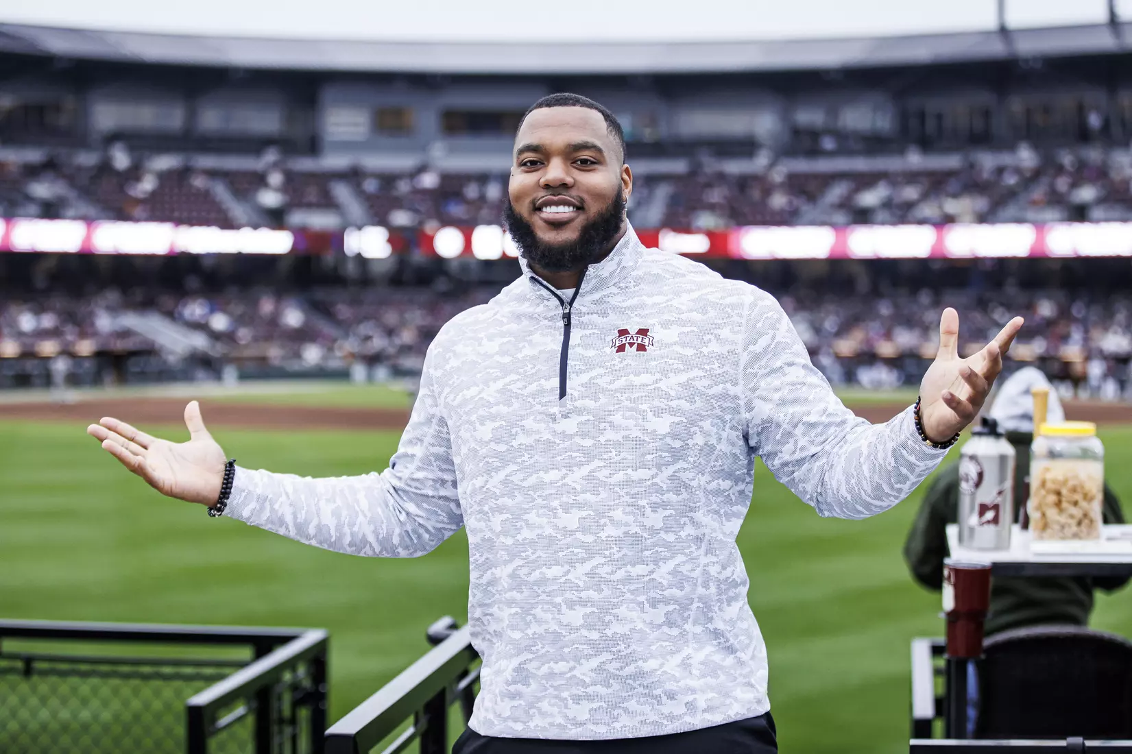 STARKVILLE, MS - February 26, 2022 - Former Mississippi State Football Defensive Lineman Jeffery Simmons (#94) during the game between the Northern Kentucky Norse and the Mississippi State Bulldogs at Dudy Noble Field at Polk-Dement Stadium in Starkville, MS. Photo By Austin Perryman