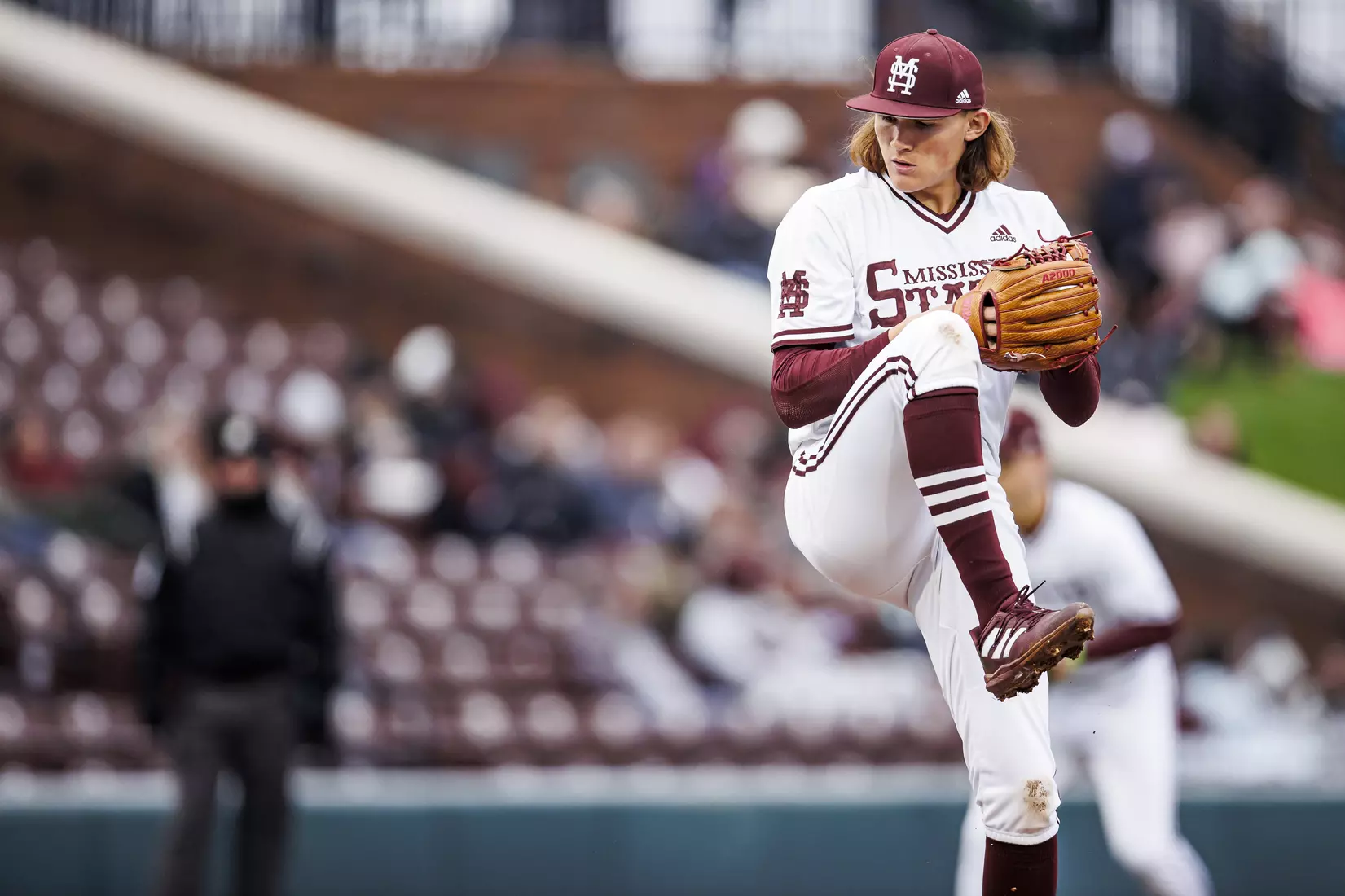 STARKVILLE, MS - February 26, 2022 - Mississippi State Pitcher Pico Kohn (#9) during the game between the Northern Kentucky Norse and the Mississippi State Bulldogs at Dudy Noble Field at Polk-Dement Stadium in Starkville, MS. Photo By Kevin Snyder