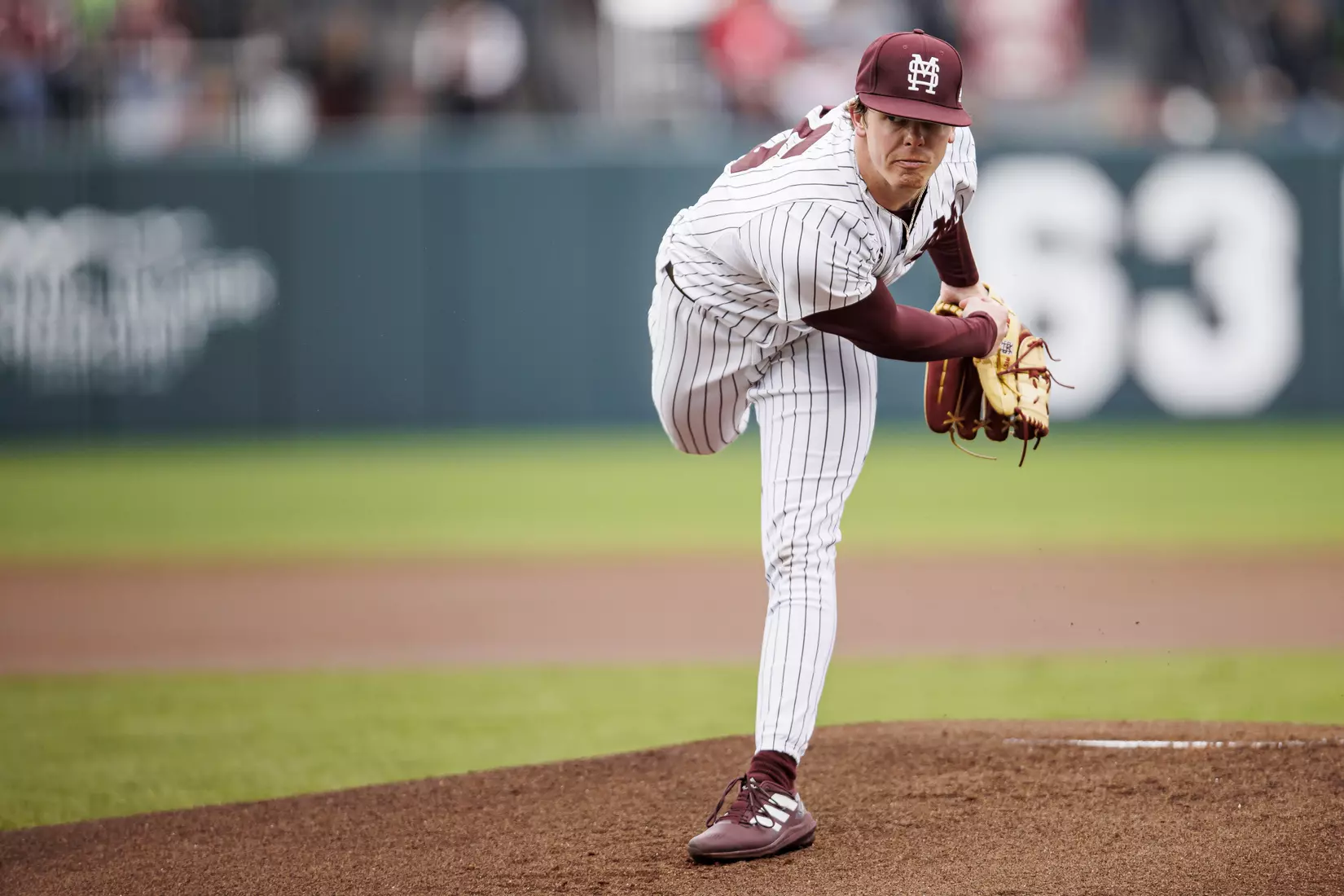 STARKVILLE, MS - February 27, 2022 - Mississippi State Pitcher Cade Smith (#15) during the game between the Northern Kentucky Norse and the Mississippi State Bulldogs at Dudy Noble Field at Polk-Dement Stadium in Starkville, MS. Photo By Austin Perryman