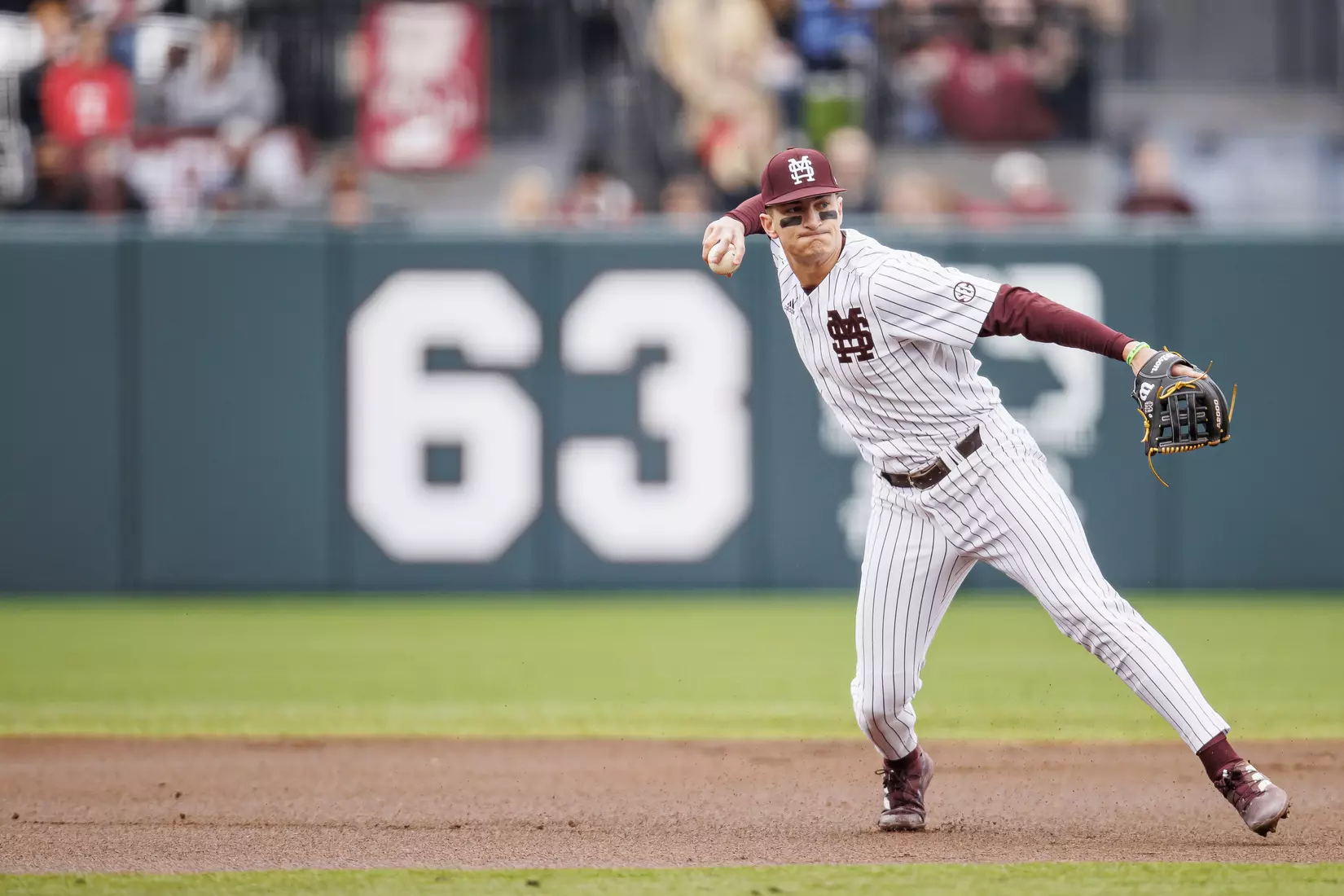 STARKVILLE, MS - February 27, 2022 - Mississippi State Infielder Kamren James (#6) during the game between the Northern Kentucky Norse and the Mississippi State Bulldogs at Dudy Noble Field at Polk-Dement Stadium in Starkville, MS. Photo By Austin Perryman