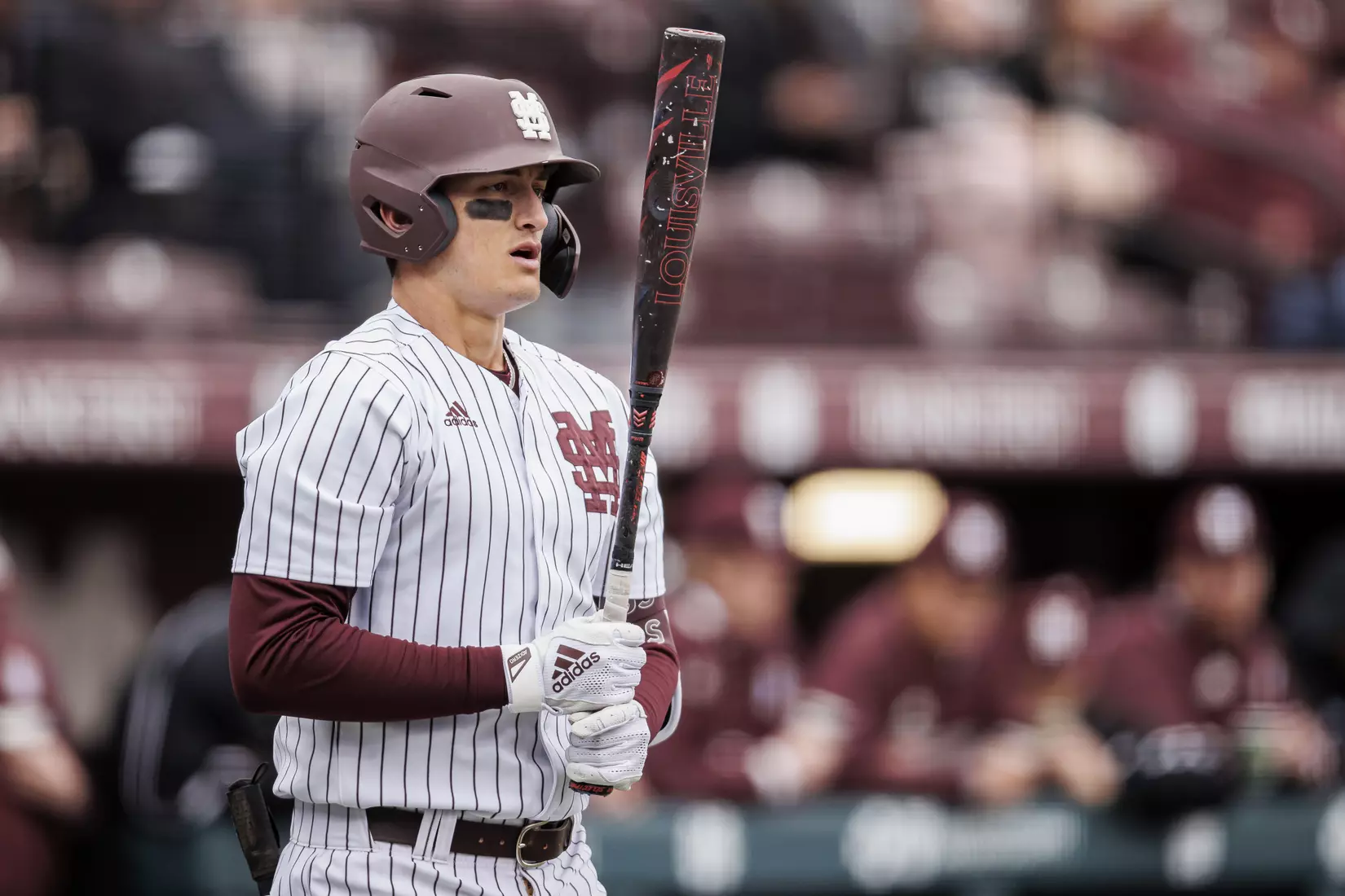 STARKVILLE, MS - February 27, 2022 - Mississippi State Infielder Kamren James (#6) during the game between the Northern Kentucky Norse and the Mississippi State Bulldogs at Dudy Noble Field at Polk-Dement Stadium in Starkville, MS. Photo By Austin Perryman