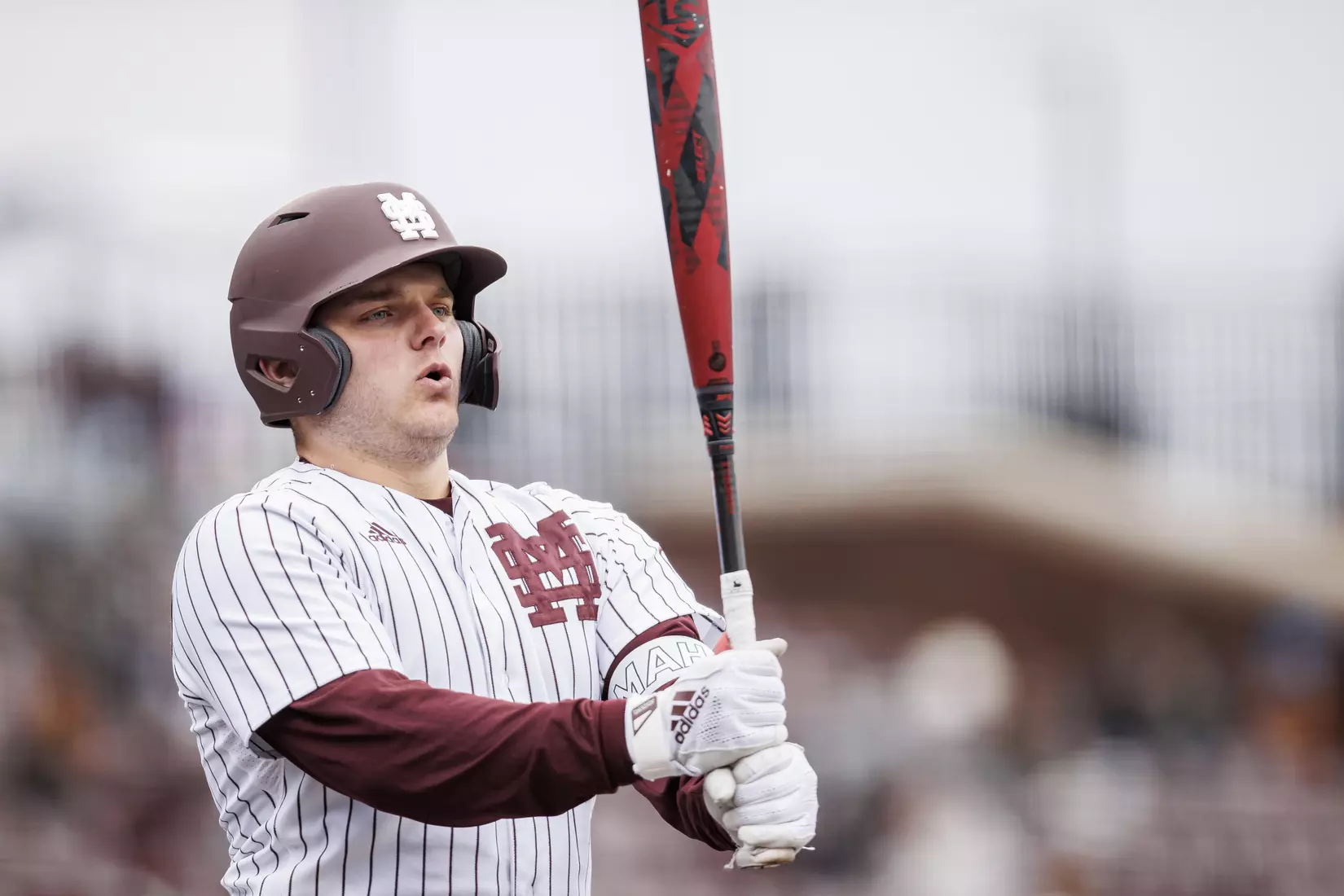 STARKVILLE, MS - February 27, 2022 - Mississippi State Catcher Logan Tanner (#19) during the game between the Northern Kentucky Norse and the Mississippi State Bulldogs at Dudy Noble Field at Polk-Dement Stadium in Starkville, MS. Photo By Austin Perryman