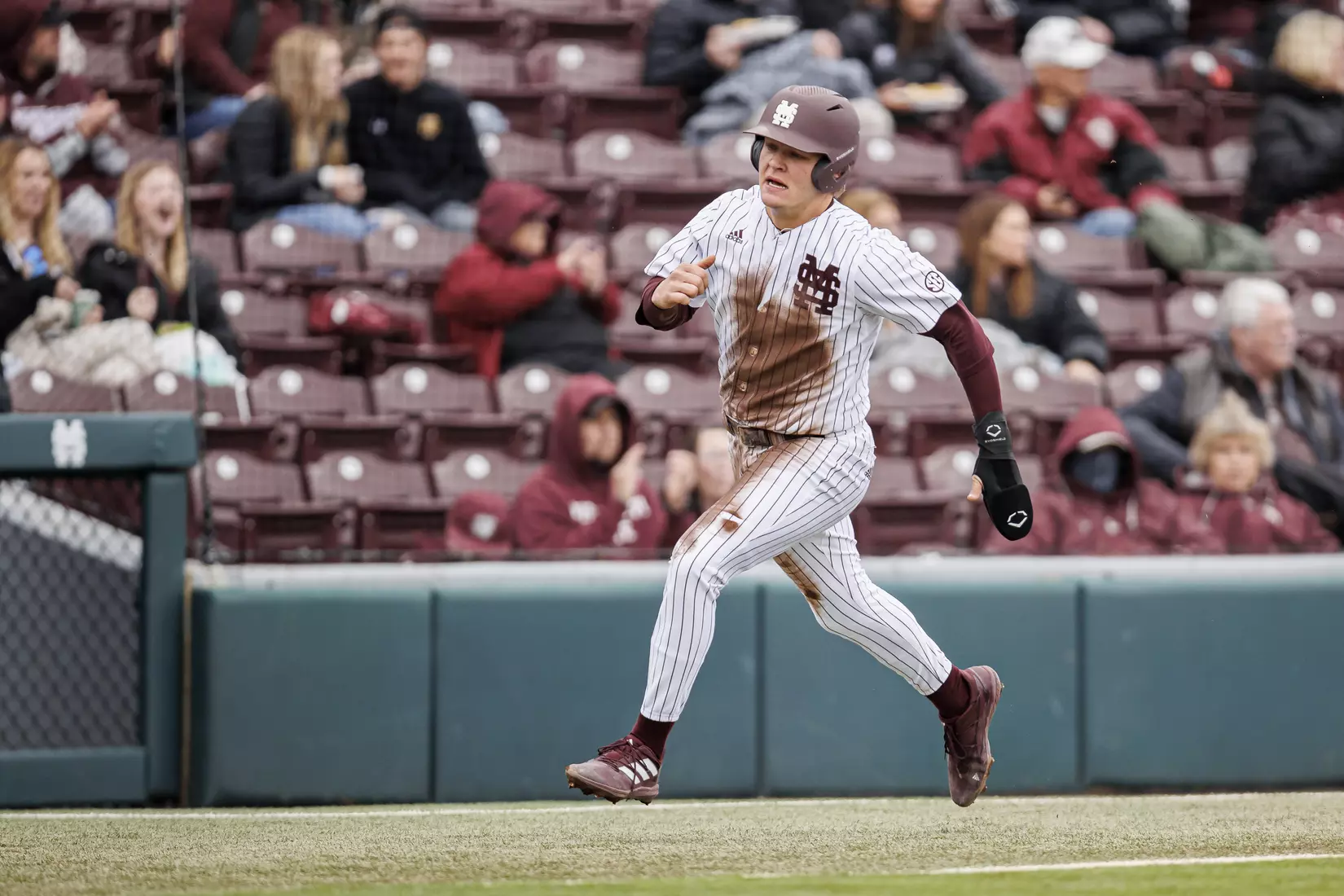 STARKVILLE, MS - February 27, 2022 - Mississippi State Infielder/Outfielder Hunter Hines (#44) during the game between the Northern Kentucky Norse and the Mississippi State Bulldogs at Dudy Noble Field at Polk-Dement Stadium in Starkville, MS. Photo By Austin Perryman