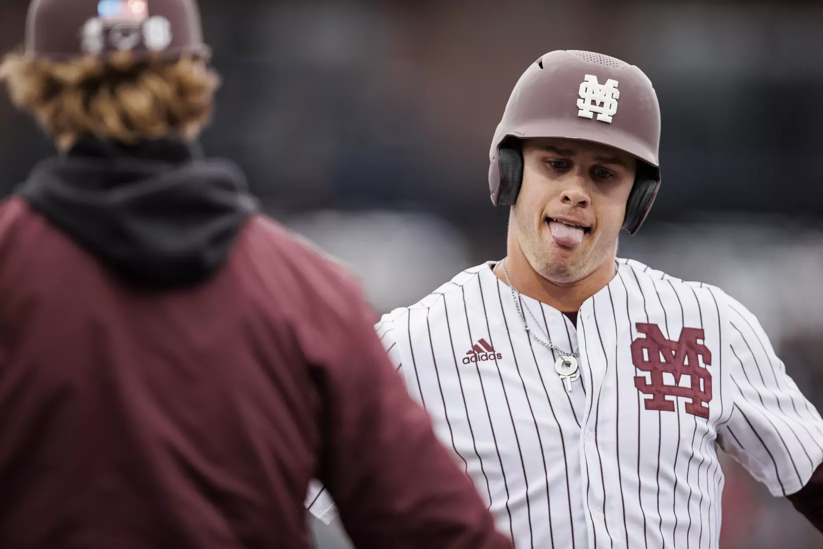 STARKVILLE, MS - February 27, 2022 - Mississippi State Infielder/Outfielder Aaron Downs (#5) during the game between the Northern Kentucky Norse and the Mississippi State Bulldogs at Dudy Noble Field at Polk-Dement Stadium in Starkville, MS. Photo By Austin Perryman