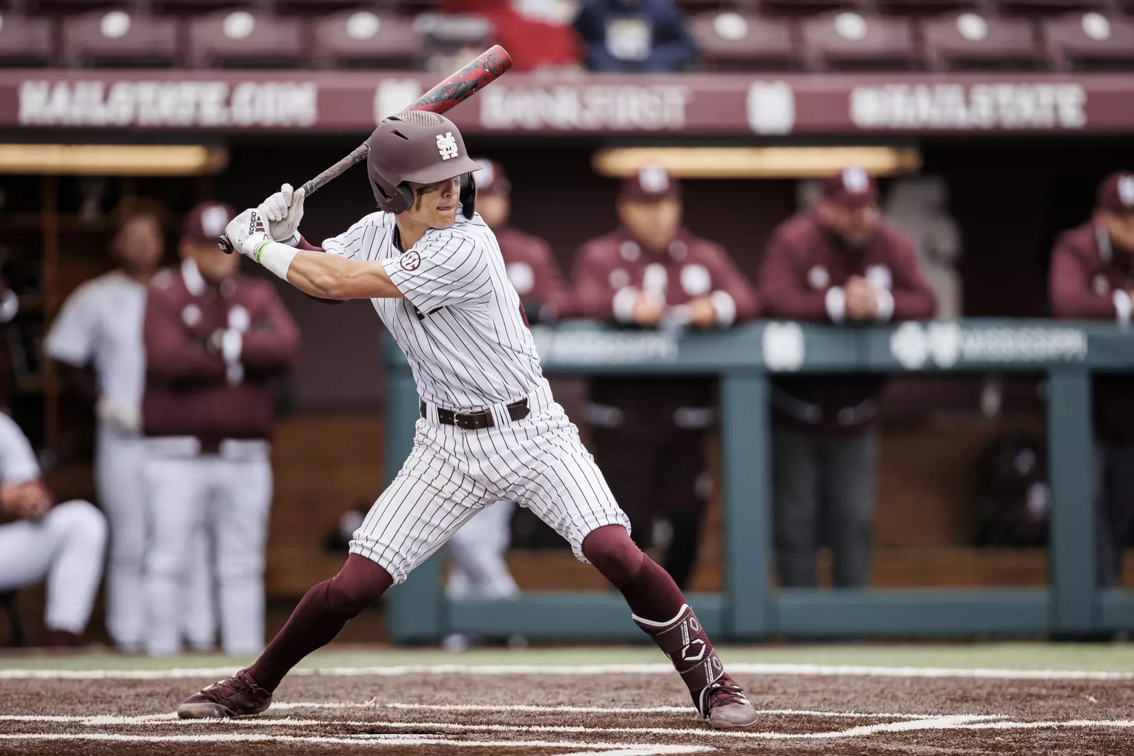 STARKVILLE, MS - February 27, 2022 - Mississippi State Infielder Tanner Leggett (#31) during the game between the Northern Kentucky Norse and the Mississippi State Bulldogs at Dudy Noble Field at Polk-Dement Stadium in Starkville, MS. Photo By Austin Perryman
