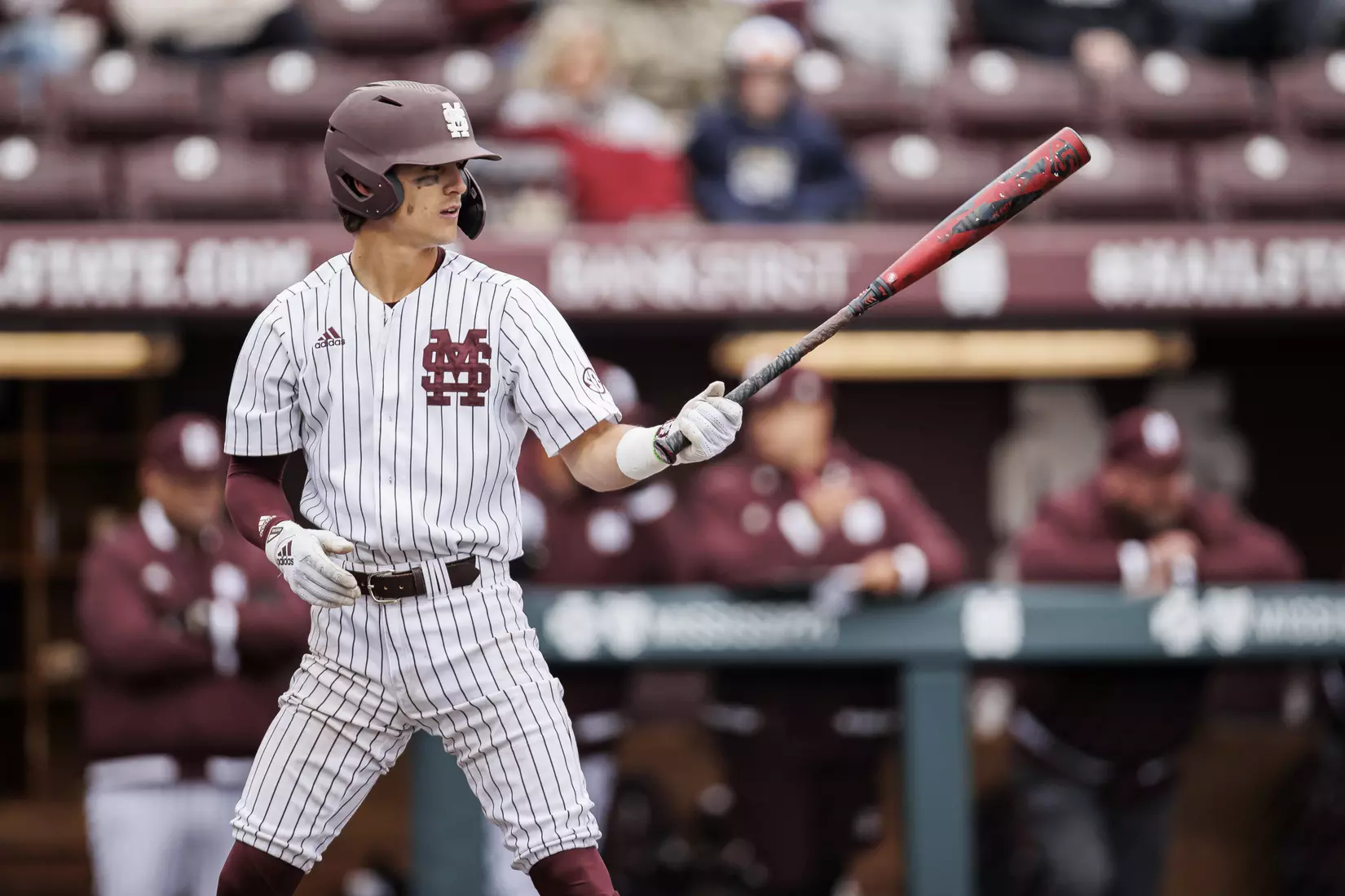 STARKVILLE, MS - February 27, 2022 - Mississippi State Infielder Tanner Leggett (#31) during the game between the Northern Kentucky Norse and the Mississippi State Bulldogs at Dudy Noble Field at Polk-Dement Stadium in Starkville, MS. Photo By Austin Perryman