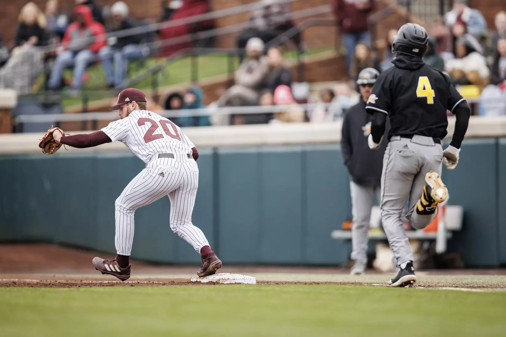 STARKVILLE, MS - February 27, 2022 - Mississippi State Infielder Luke Hancock (#20) during the game between the Northern Kentucky Norse and the Mississippi State Bulldogs at Dudy Noble Field at Polk-Dement Stadium in Starkville, MS. Photo By Austin Perryman